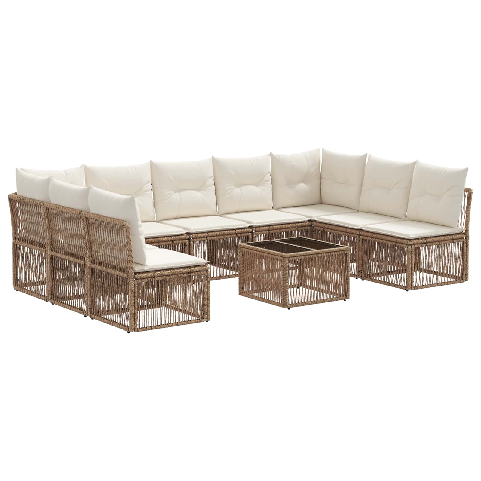Gartensofa-set 10 pcs Beige Poly-Rattan