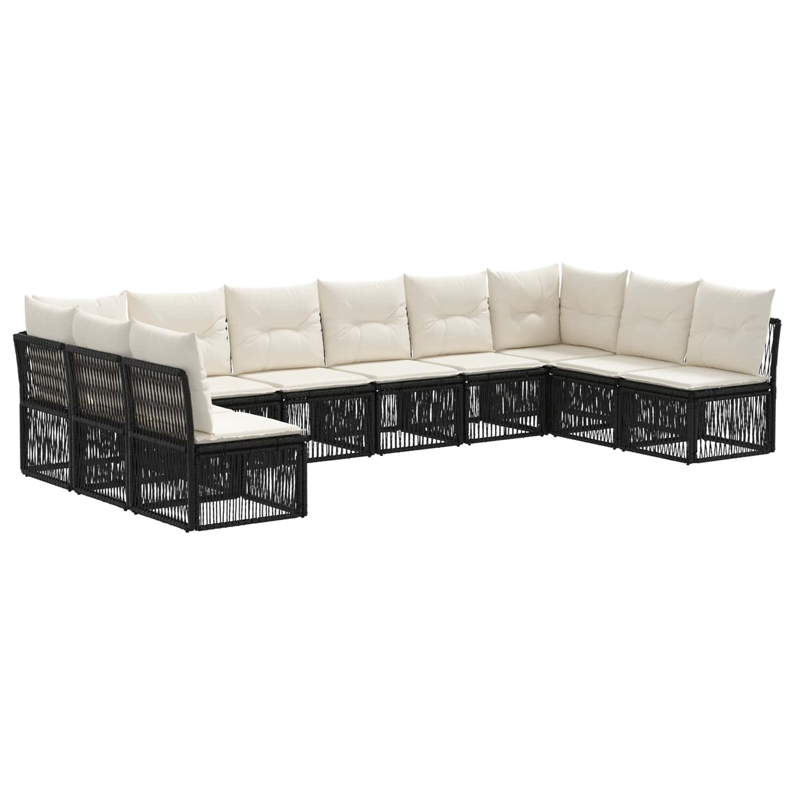 Gartensofa-set 10 pcs Schwarz Poly-Rattan