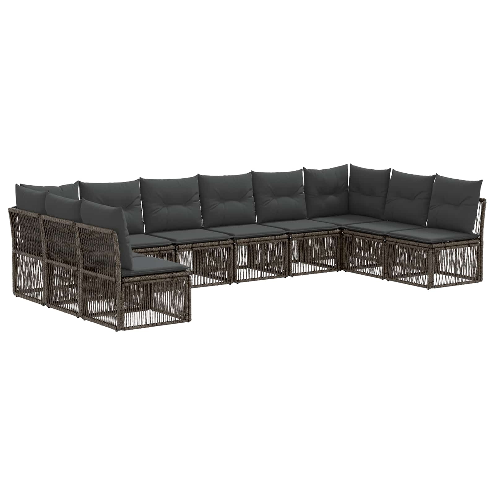 Gartensofa-set 10 stk. Grau Poly-Rattan