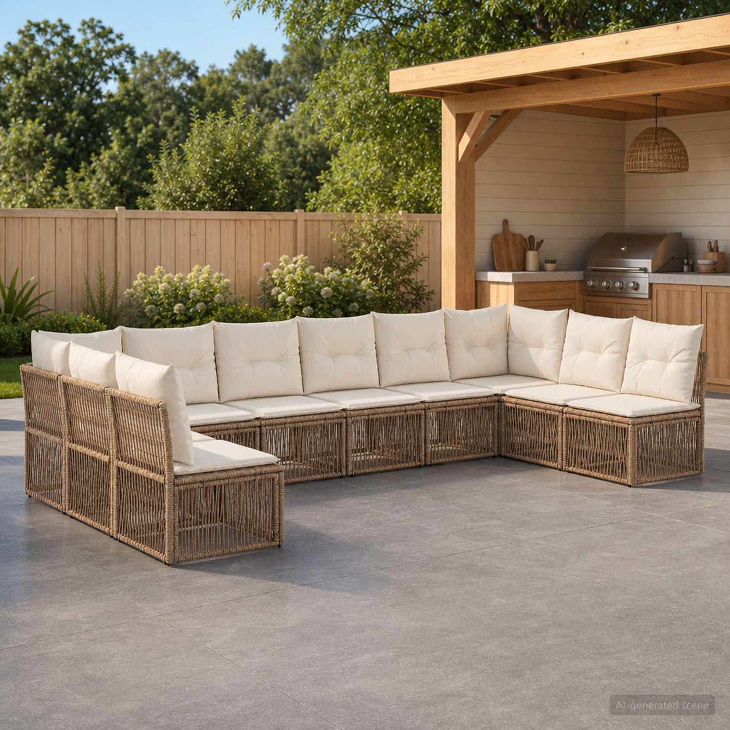 Gartensofa-set 10 pcs Beige Poly-Rattan