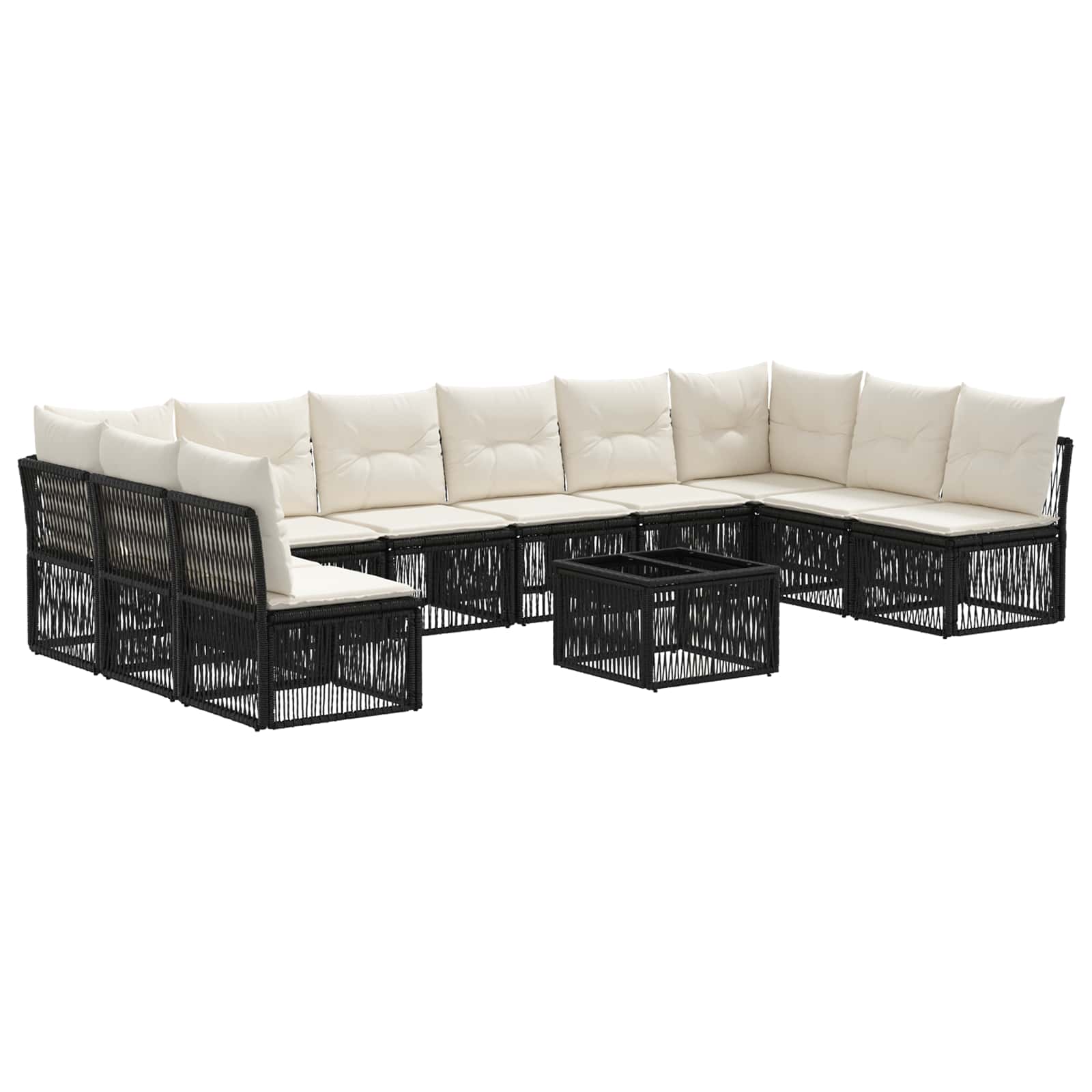 Gartensofa-set 11 pcs Schwarz Poly-Rattan