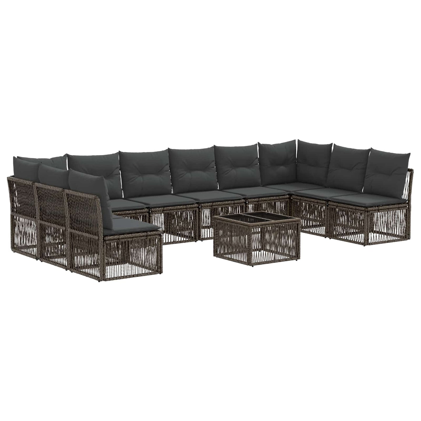 Gartensofa-set 11 stk. Grau Poly-Rattan