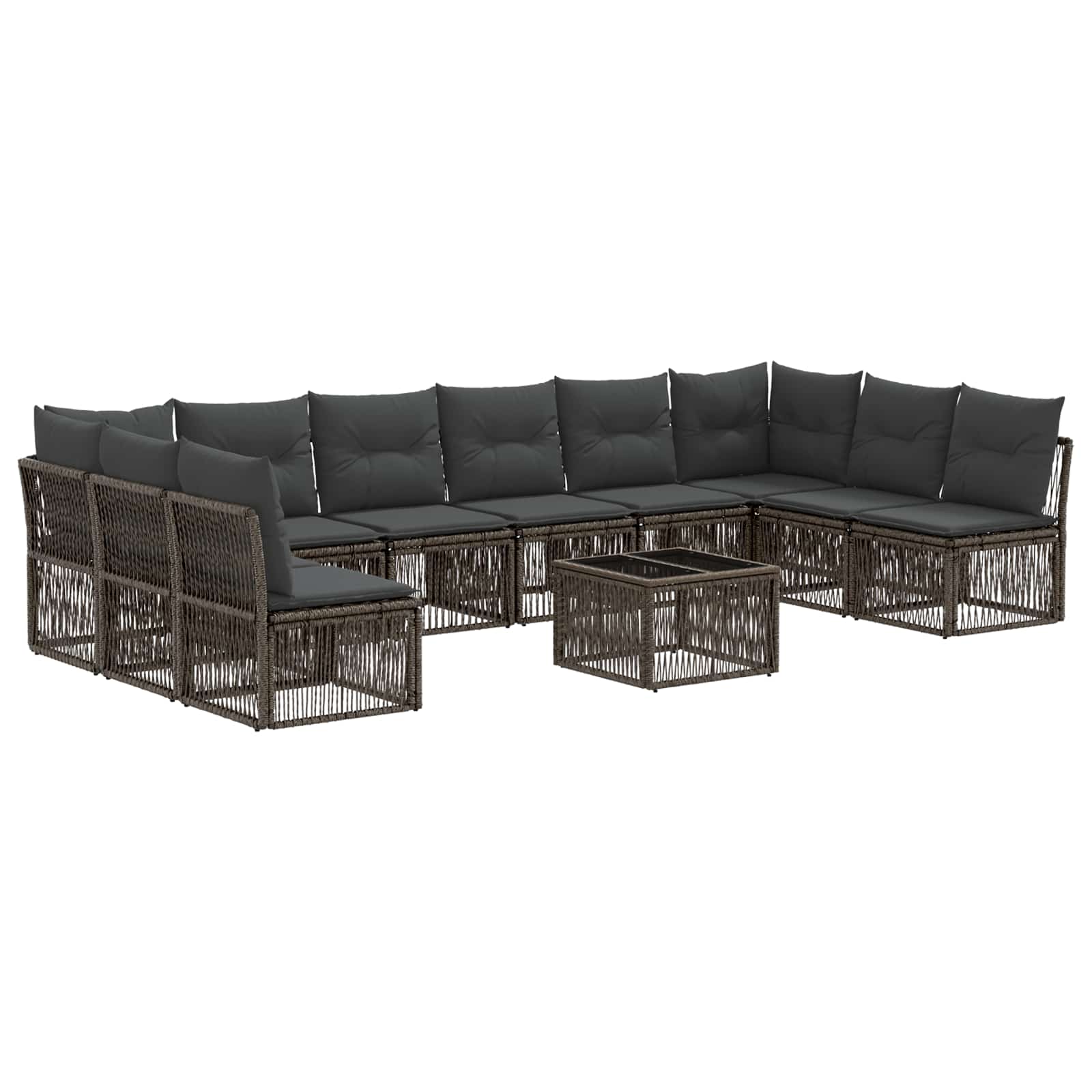 Gartensofa-set 11 stk. Grau Poly-Rattan
