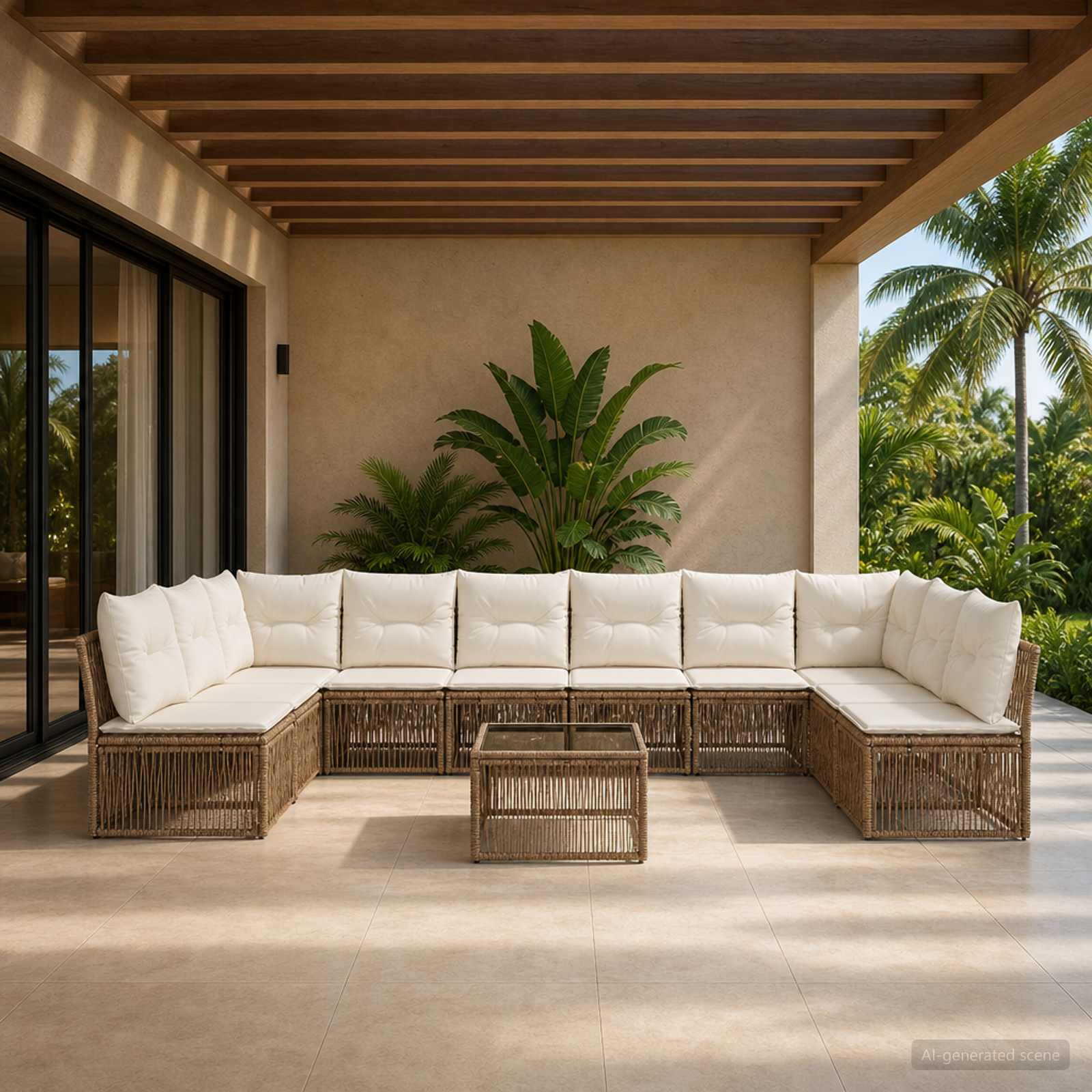 Gartensofa-set 11 pcs Beige Poly-Rattan