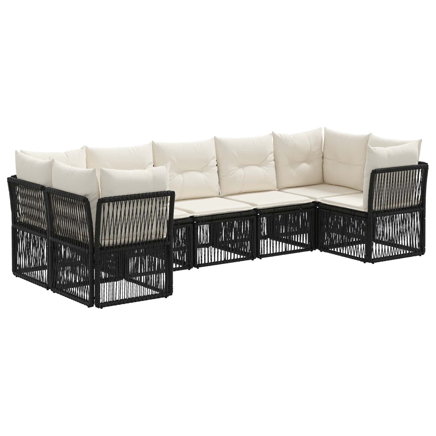 Gartensofa-set 7 stk. 7-Sitzanzahl Schwarz Poly-Rattan