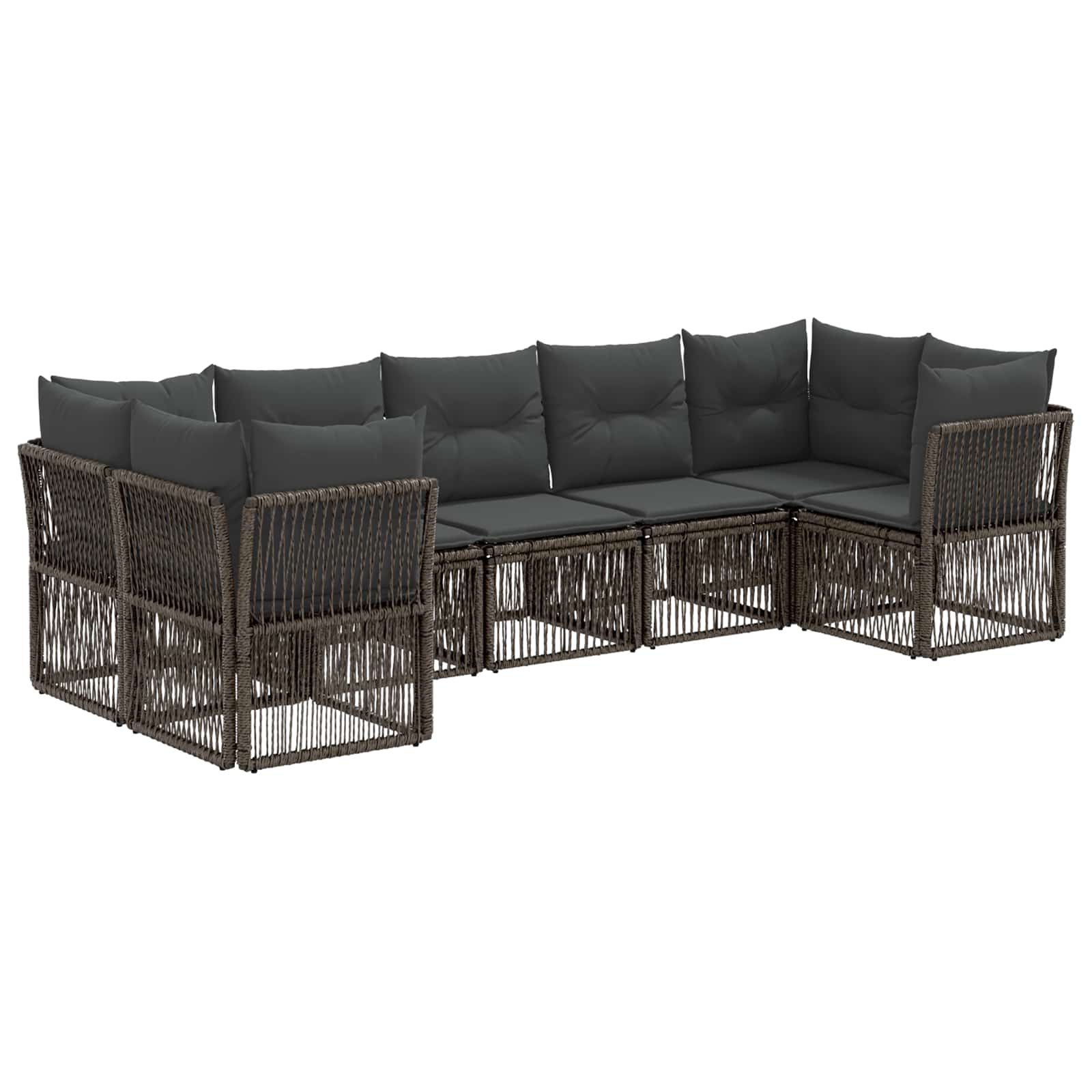 Gartensofa-set 7 stk. 7-Sitzanzahl Grau Poly-Rattan