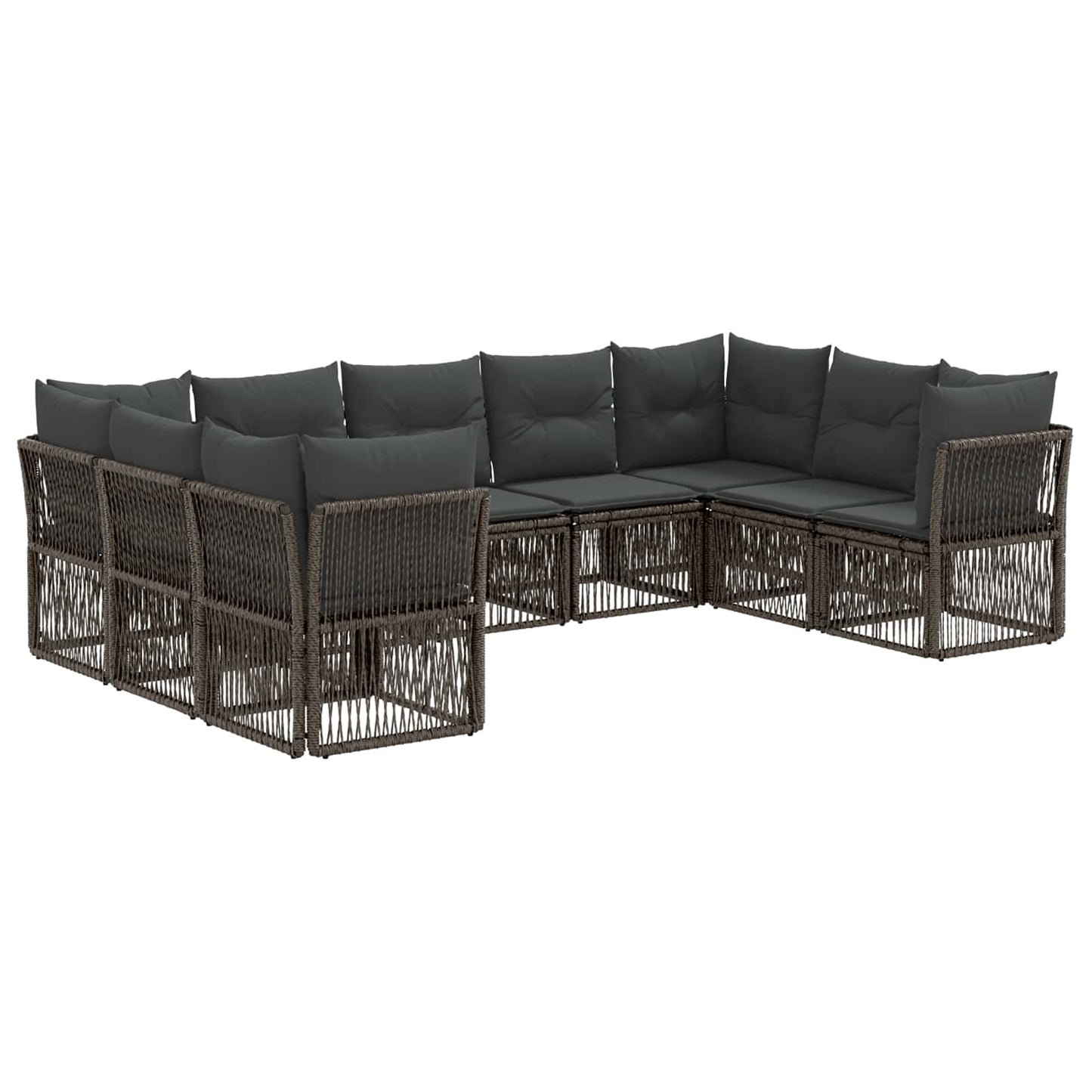 Gartensofa-set 9 pcs Grau Poly-Rattan