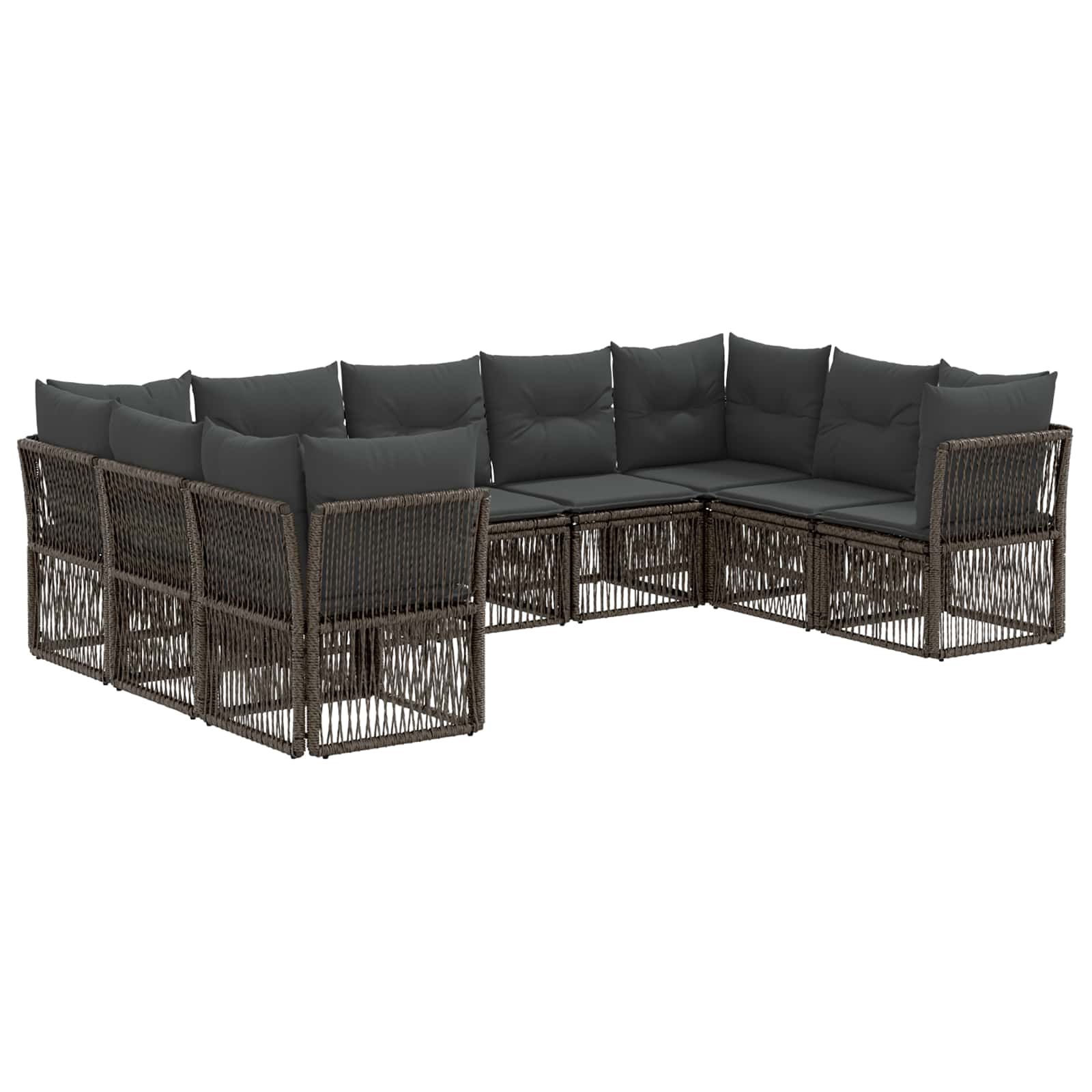 Gartensofa-set 9 pcs Grau Poly-Rattan