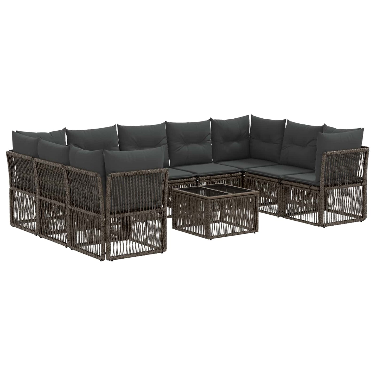 Gartensofa-set 10 stk. Grau Poly-Rattan