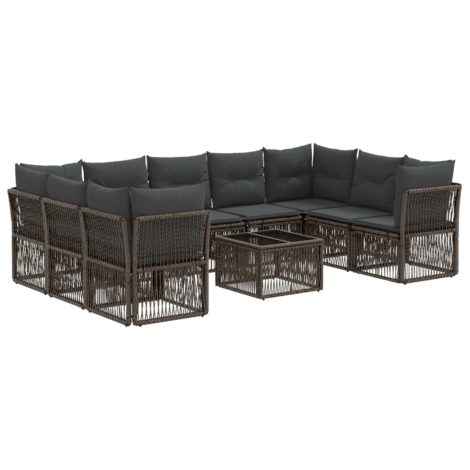 Gartensofa-set 10 stk. Grau Poly-Rattan