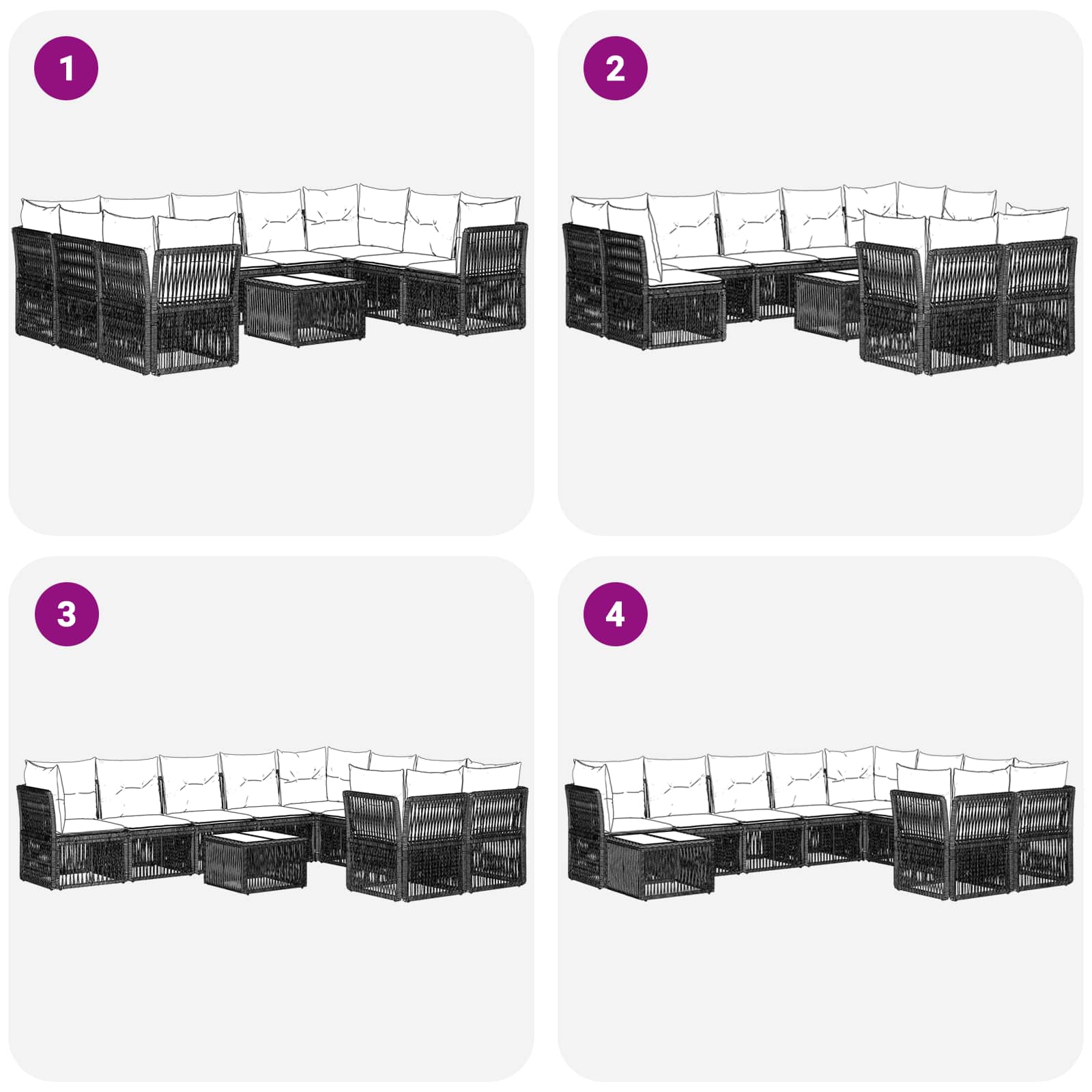 Gartensofa-set 10 stk. Grau Poly-Rattan