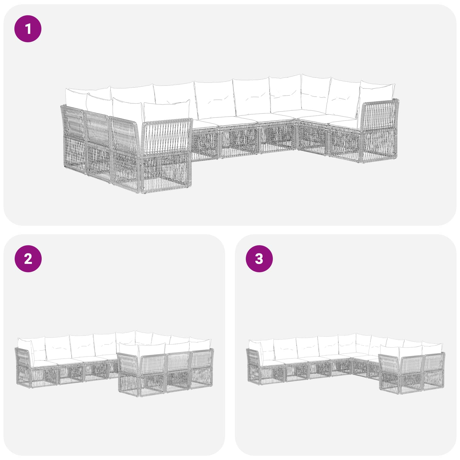 Gartensofa-set 10 stk. Schwarz Poly-Rattan
