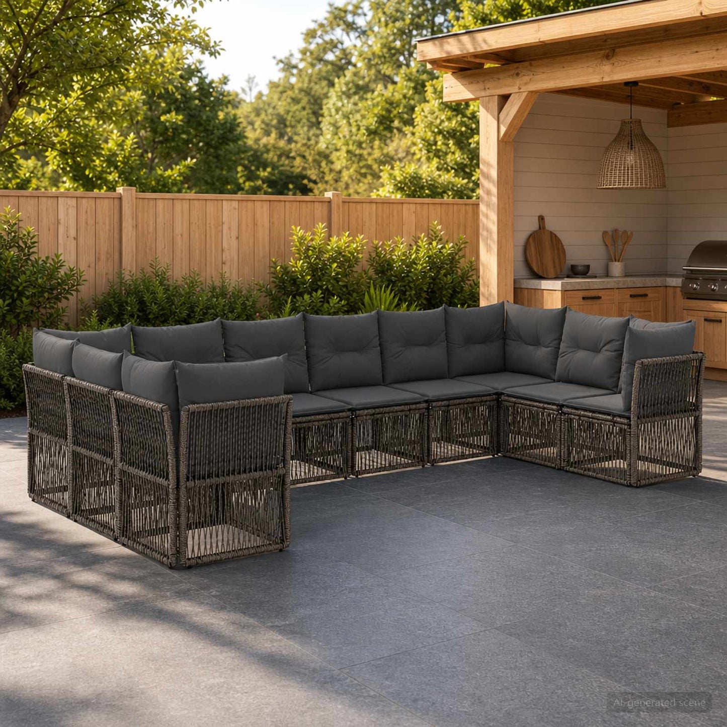Gartensofa-set 10 pcs Grau Poly-Rattan