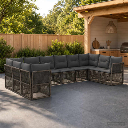 Gartensofa-set 10 stk. Grau Poly-Rattan