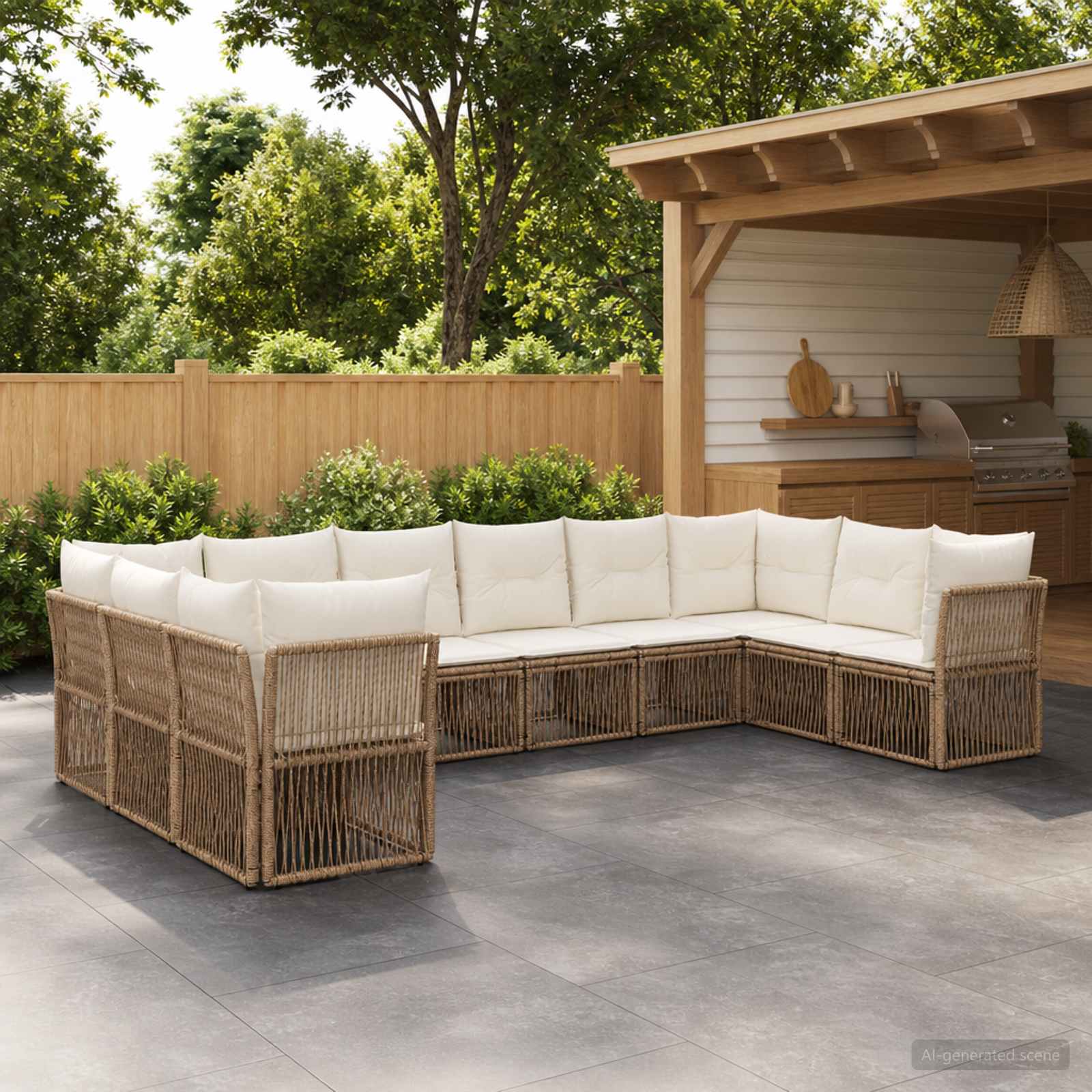 Gartensofa-set 10 pcs Beige Poly-Rattan