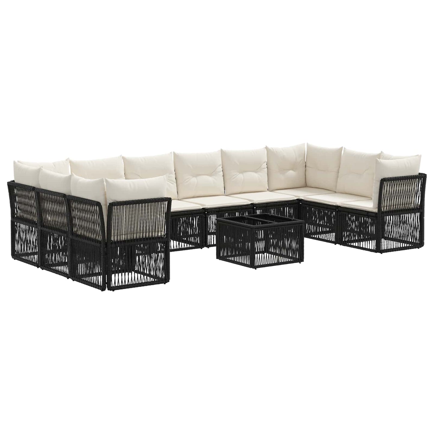 Gartensofa-set 11 stk. Schwarz Poly-Rattan