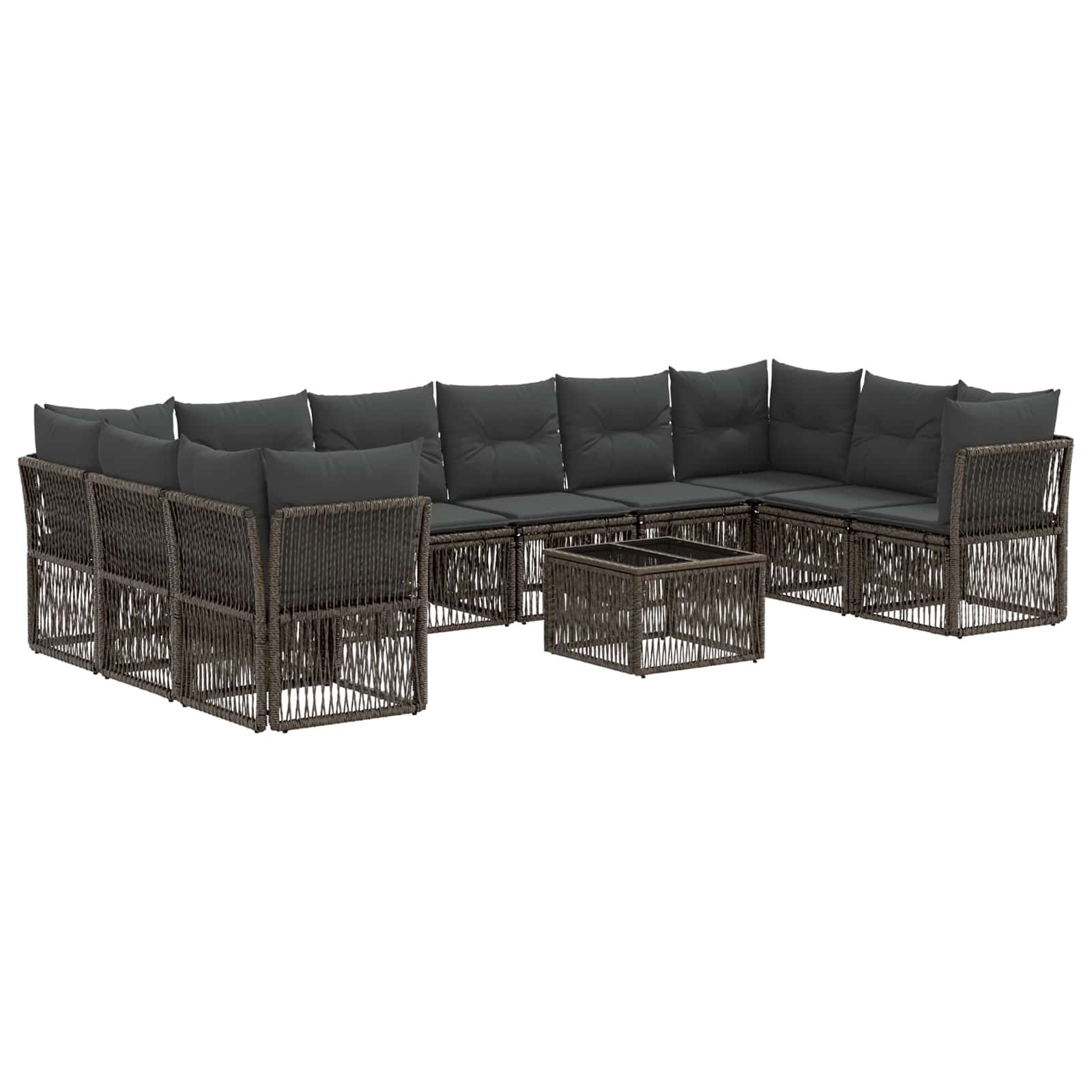 Gartensofa-set 11 stk. Grau Poly-Rattan