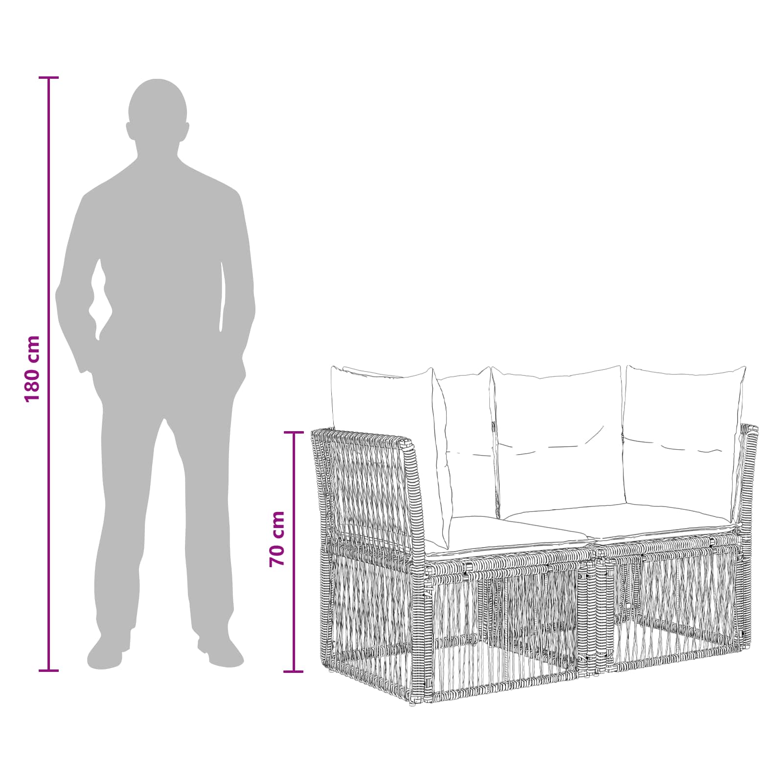 Gartensofa-set 11 stk. Grau Poly-Rattan