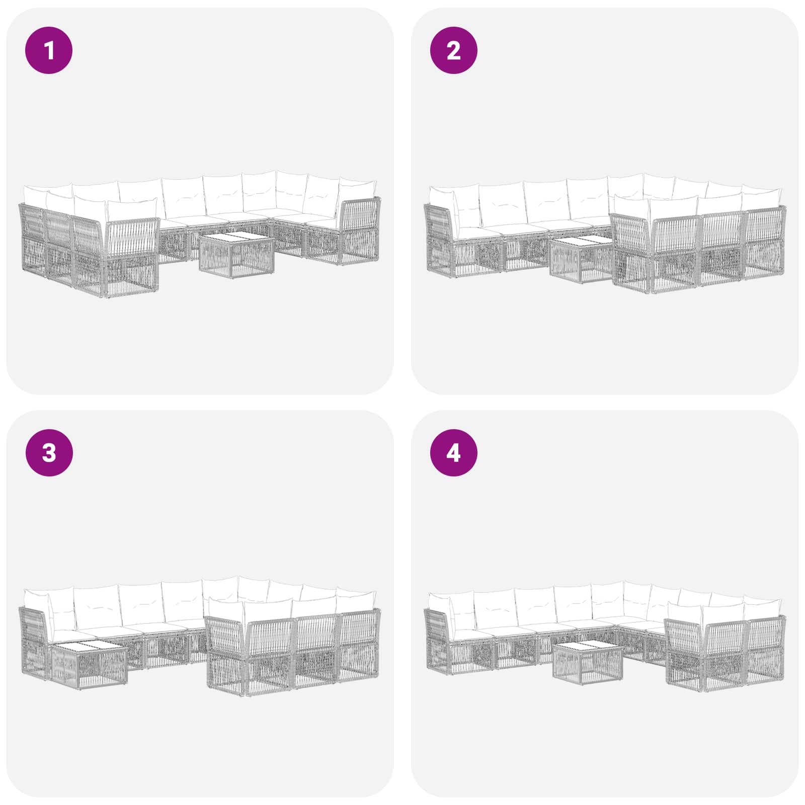 Gartensofa-set 11 stk. Grau Poly-Rattan