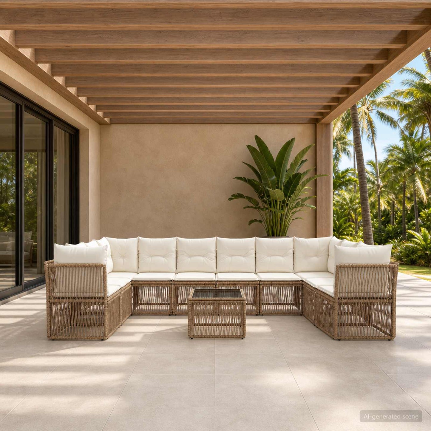 Gartensofa-set 11 pcs Beige Poly-Rattan