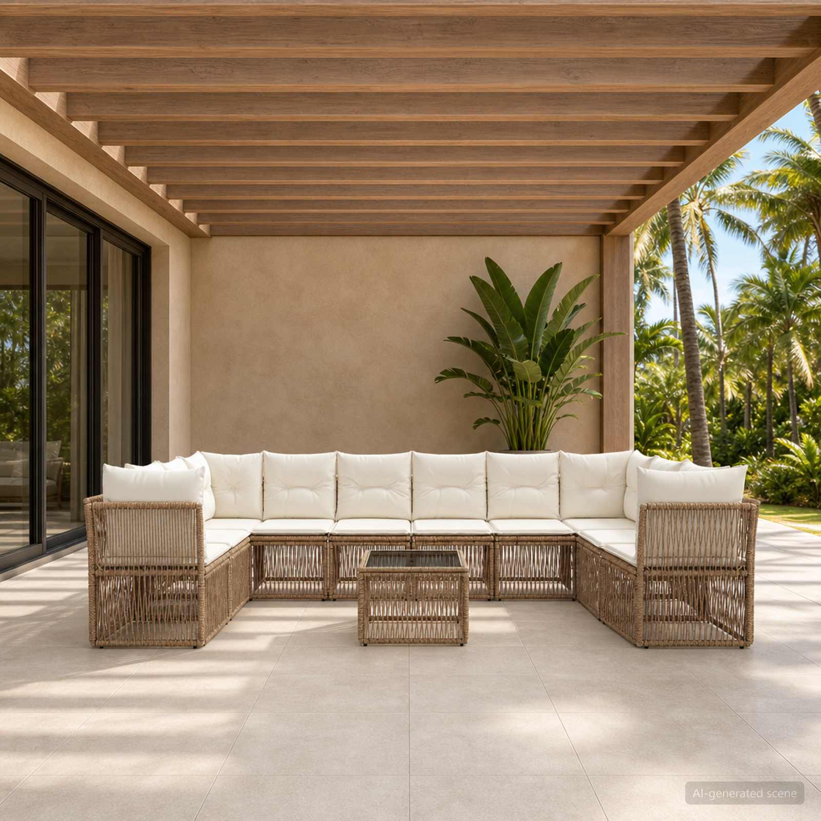 Gartensofa-set 11 pcs Beige Poly-Rattan