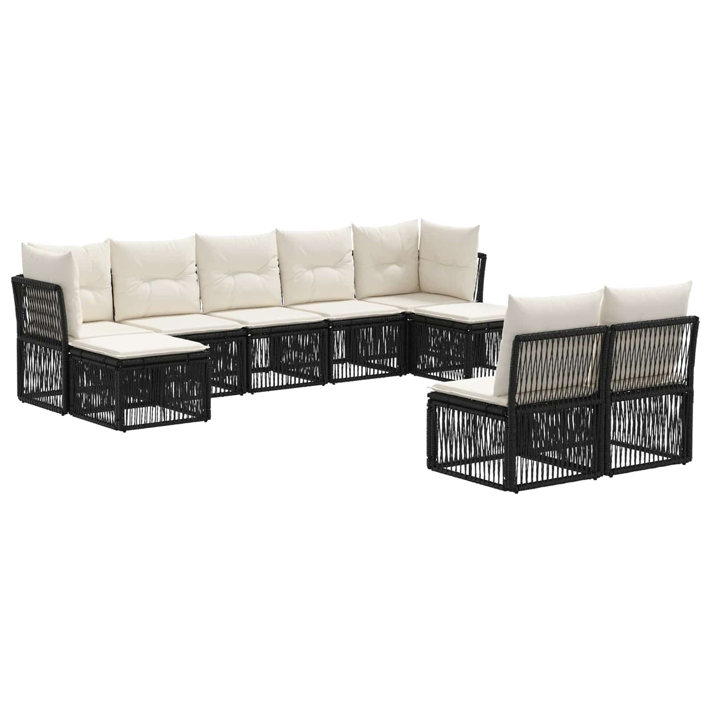 Gartensofa-set 9 pcs Schwarz Poly-Rattan