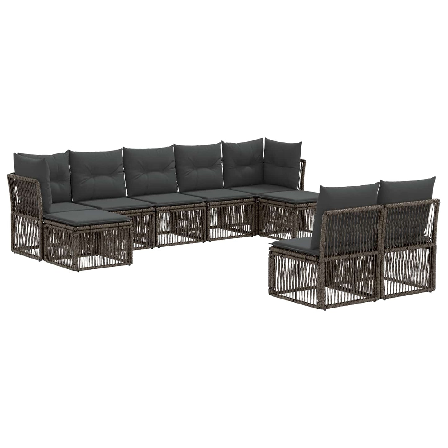 Gartensofa-set 9 stk. Grau Poly-Rattan