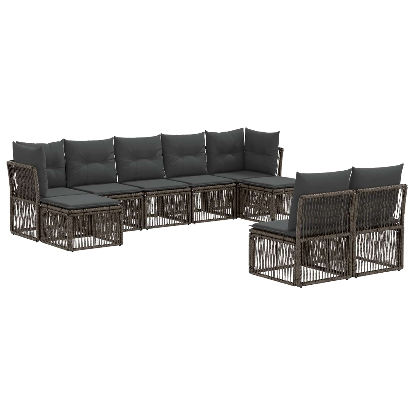 Gartensofa-set 9 stk. Grau Poly-Rattan