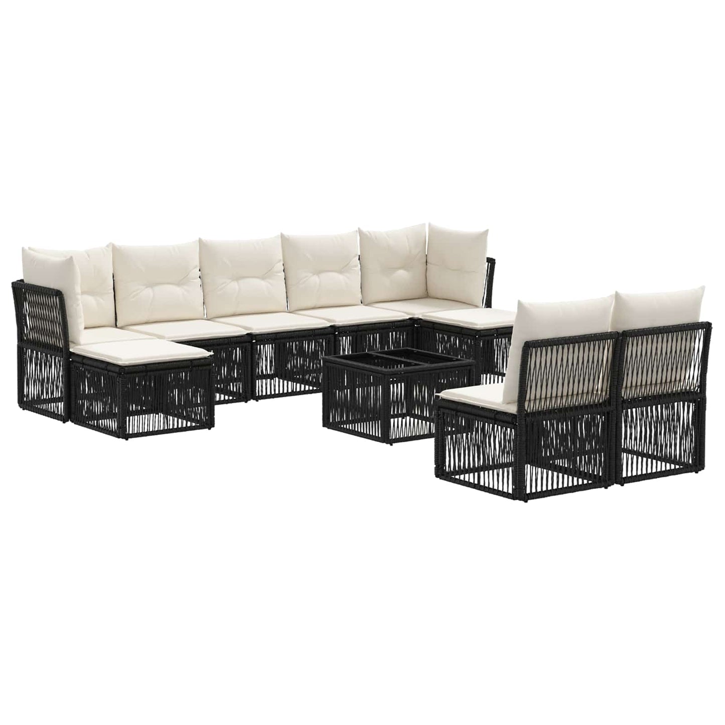 Gartensofa-set 10 pcs Schwarz Poly-Rattan