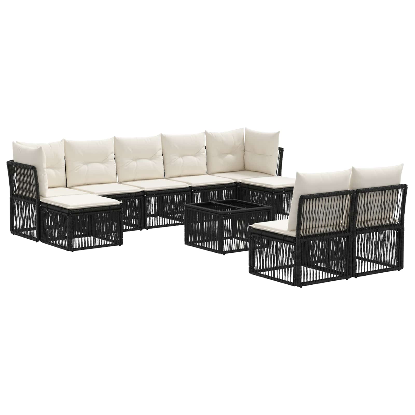 Gartensofa-set 10 pcs Schwarz Poly-Rattan