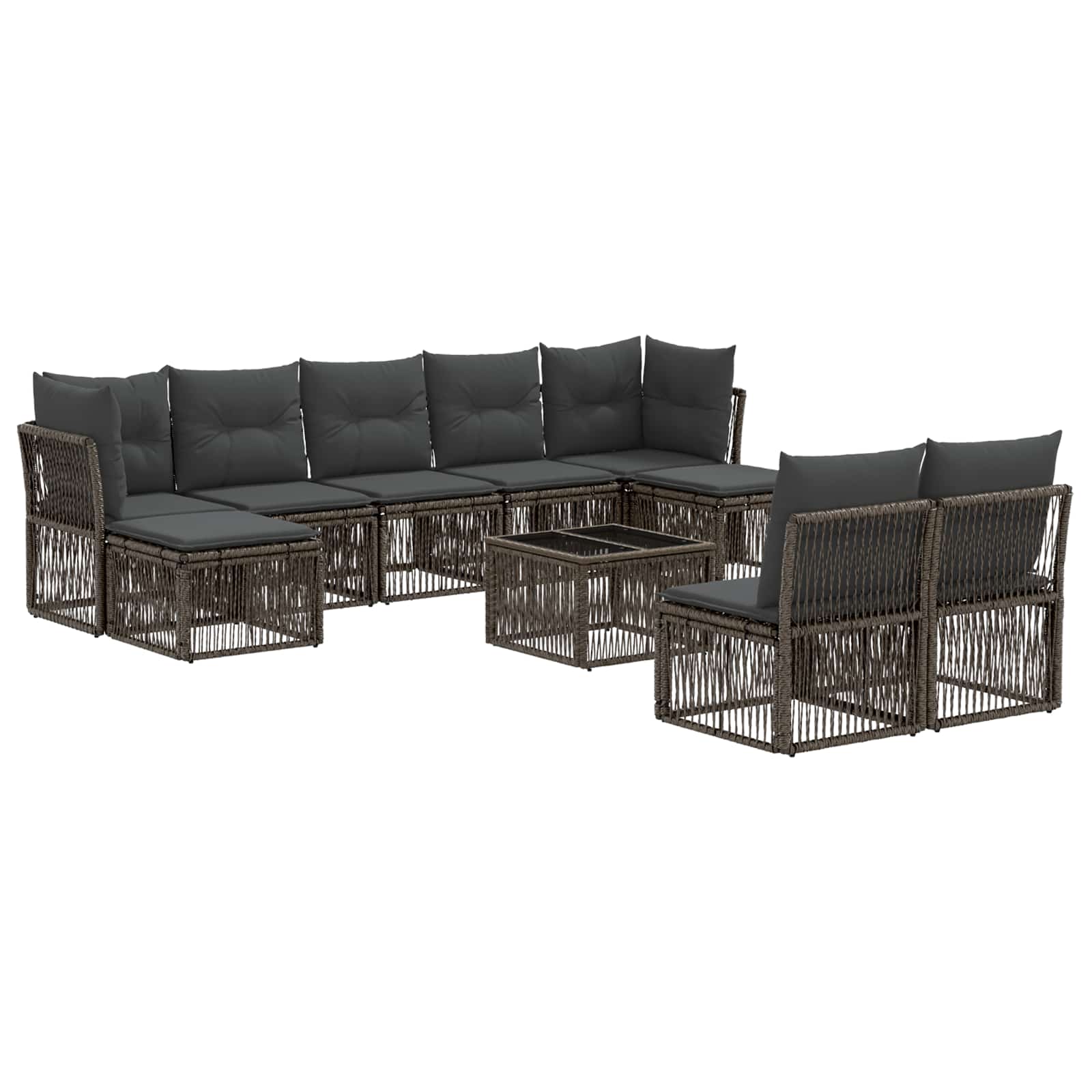 Gartensofa-set 10 stk. Grau Poly-Rattan