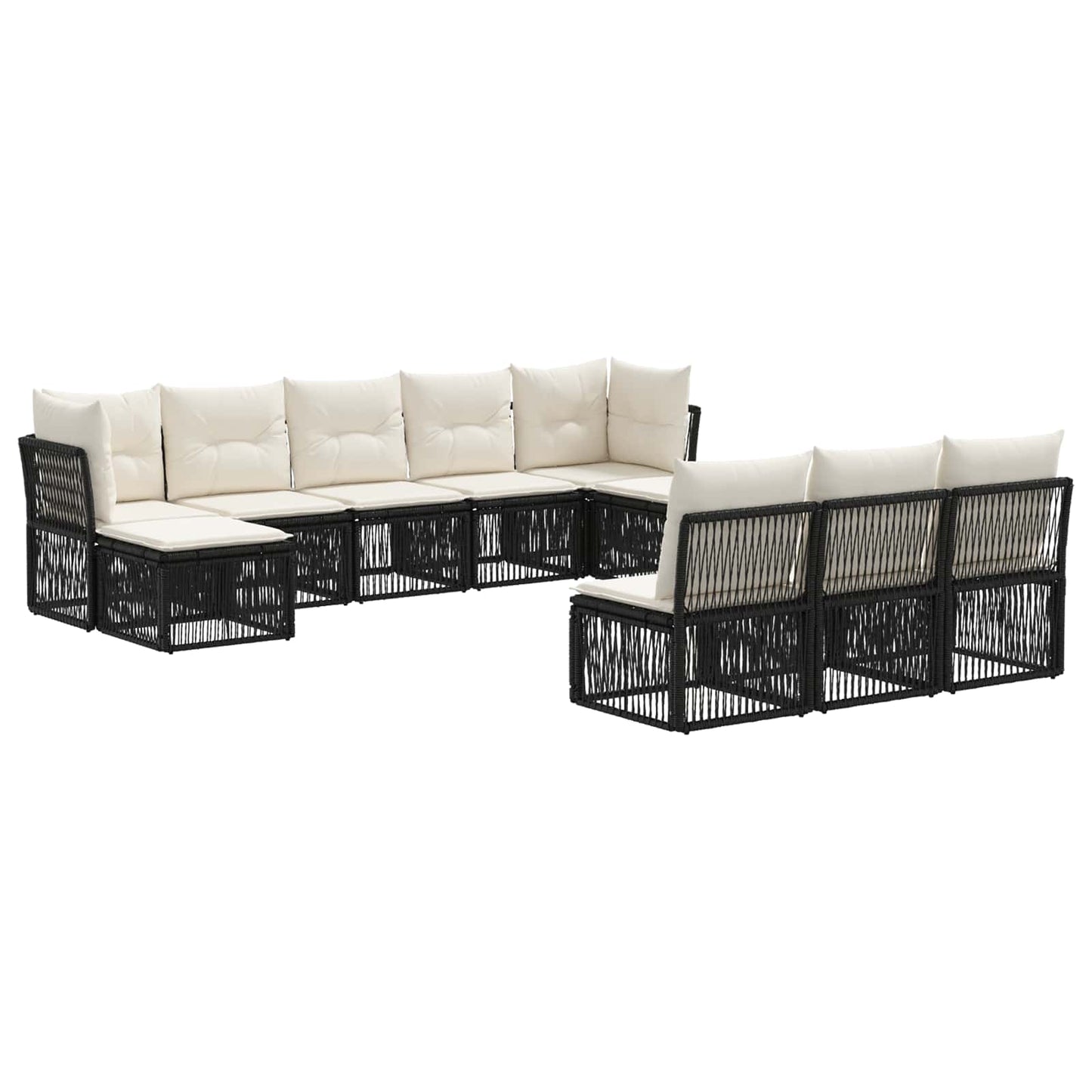 Gartensofa-set 10 pcs Schwarz Poly-Rattan