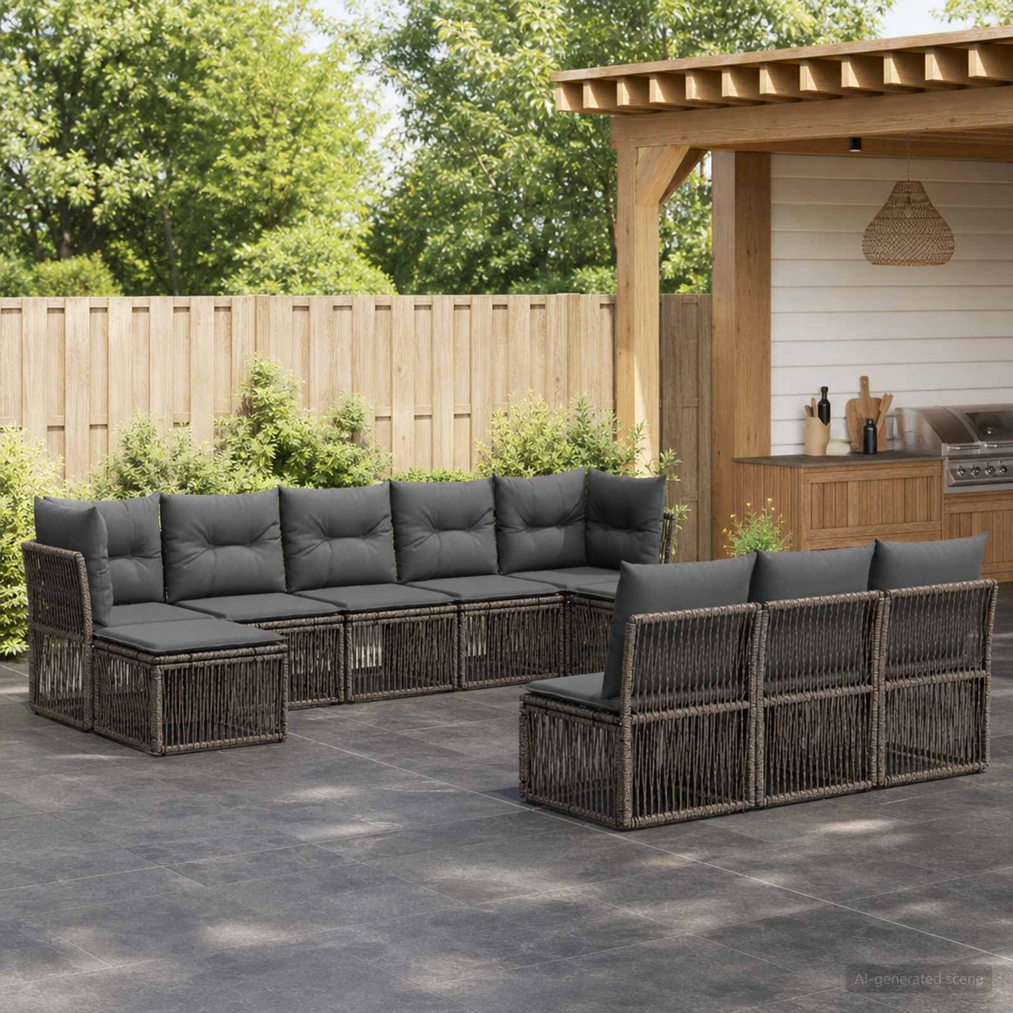 Gartensofa-set 10 pcs Grau Poly-Rattan
