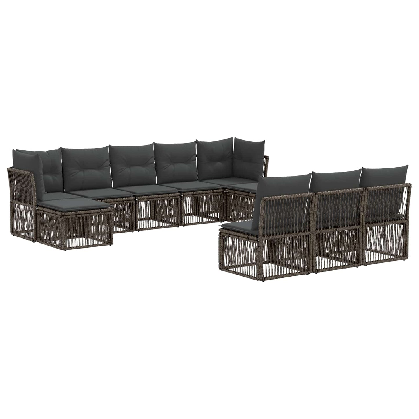 Gartensofa-set 10 pcs Grau Poly-Rattan