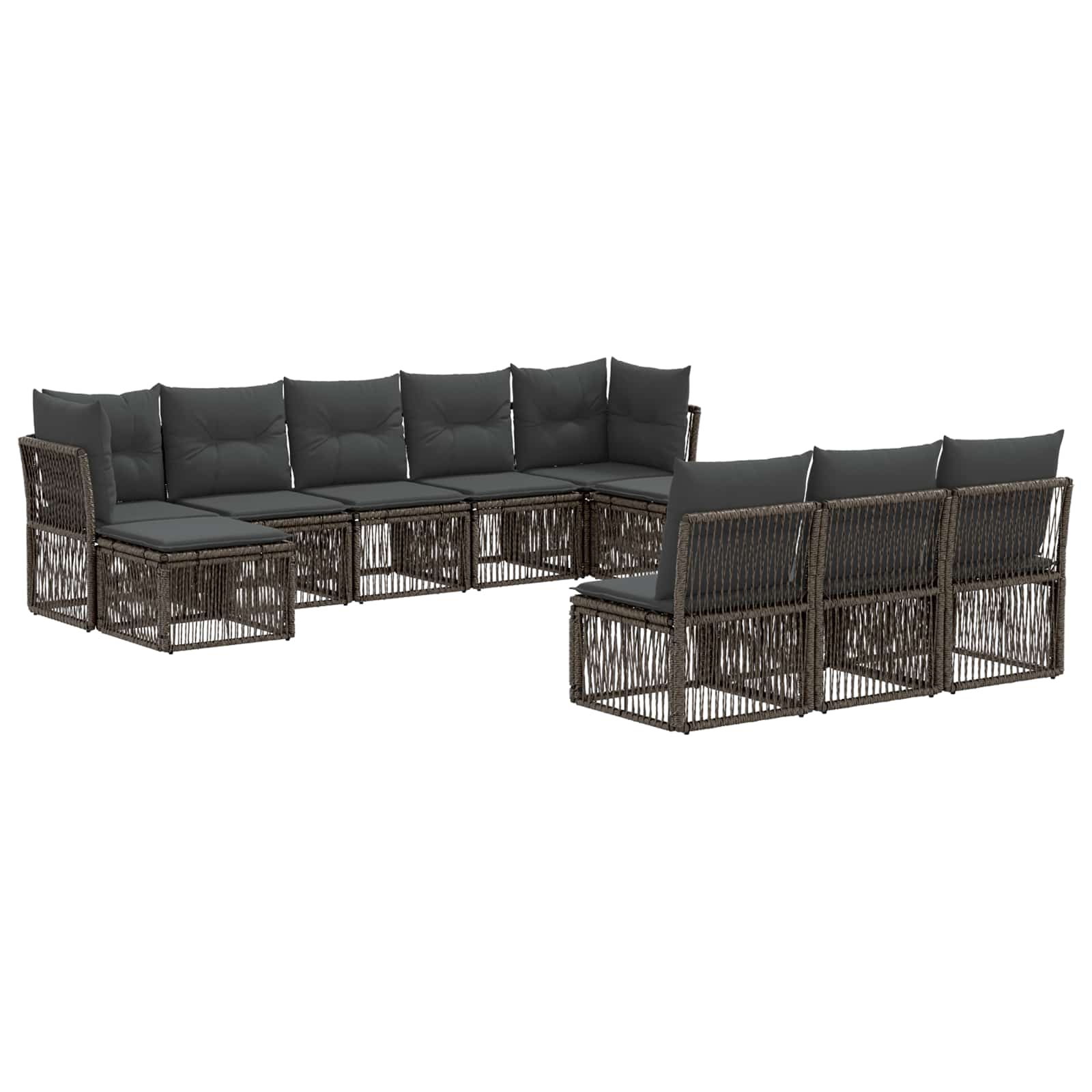 Gartensofa-set 10 pcs Grau Poly-Rattan