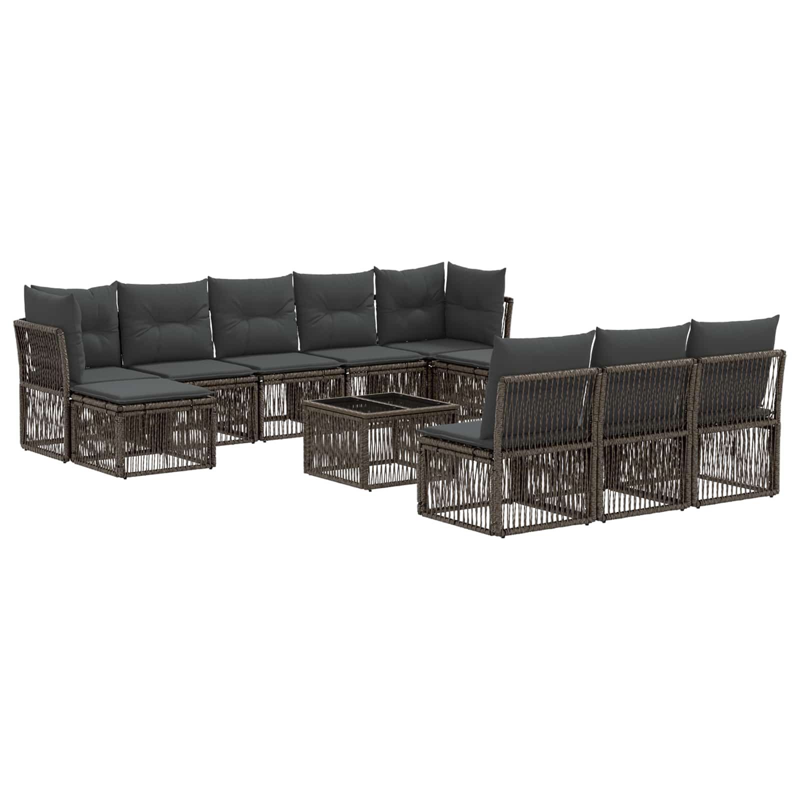 Gartensofa-set 11 stk. Grau Poly-Rattan
