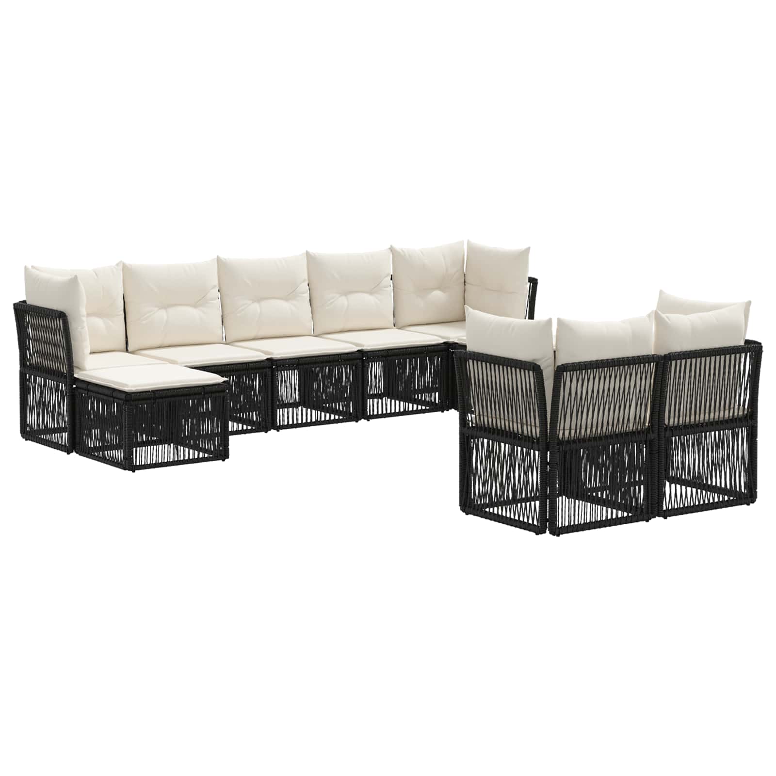 Gartensofa-set 9 pcs Schwarz Poly-Rattan