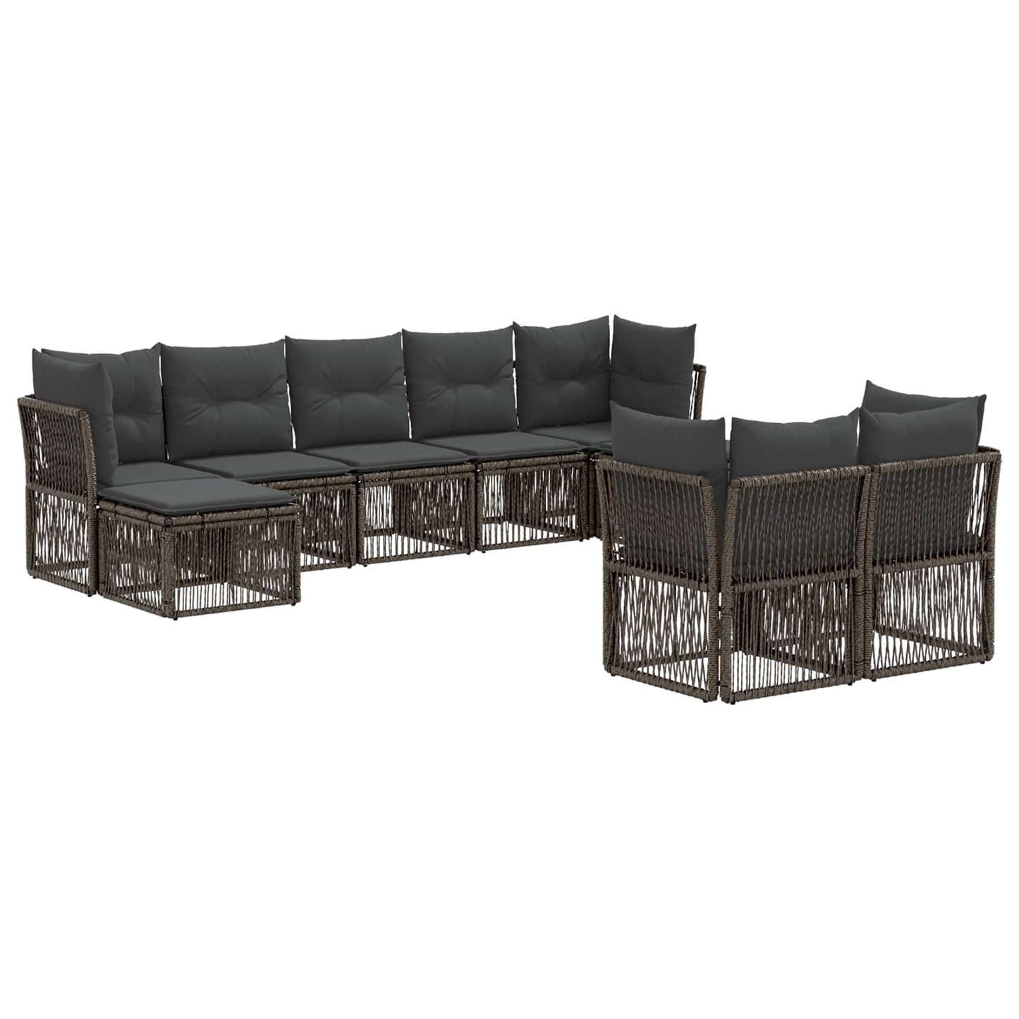 Gartensofa-set 9 stk. Grau Poly-Rattan