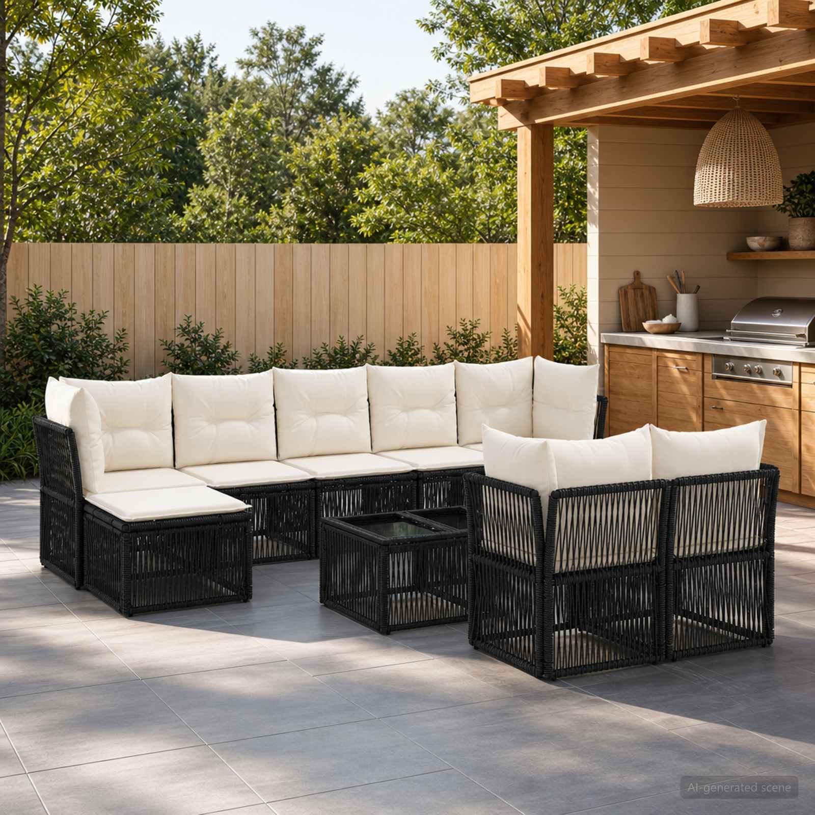 Gartensofa-set 10 pcs Schwarz Poly-Rattan