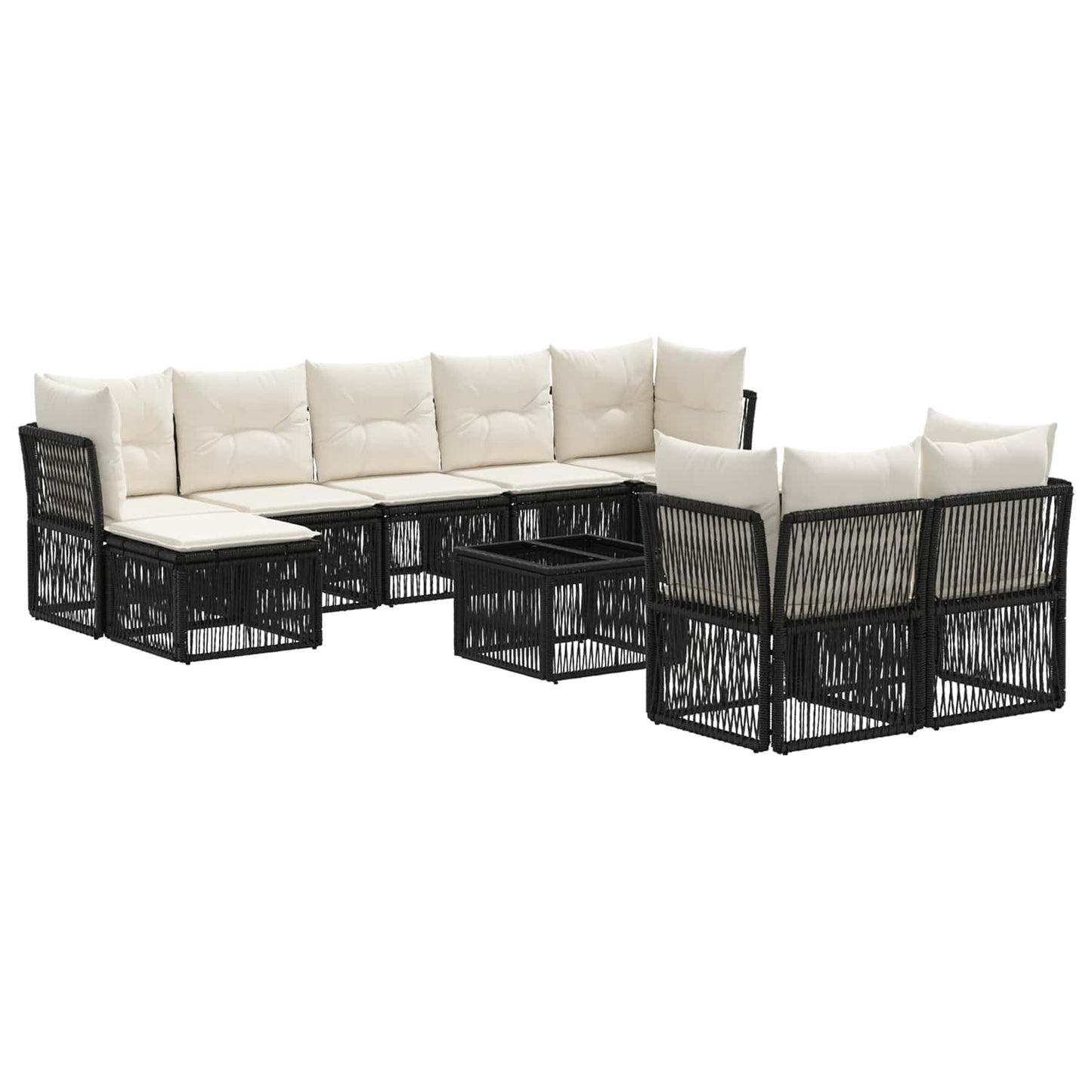 Gartensofa-set 10 pcs Schwarz Poly-Rattan