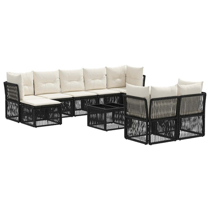 Gartensofa-set 10 stk. Schwarz Poly-Rattan