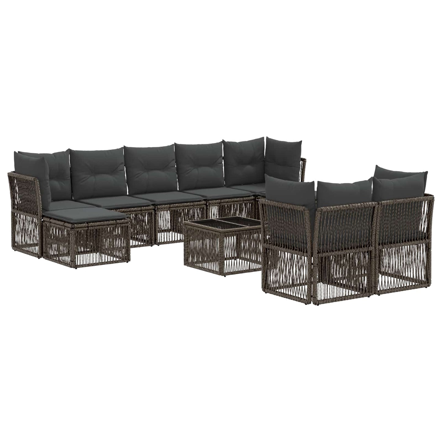 Gartensofa-set 10 stk. Grau Poly-Rattan