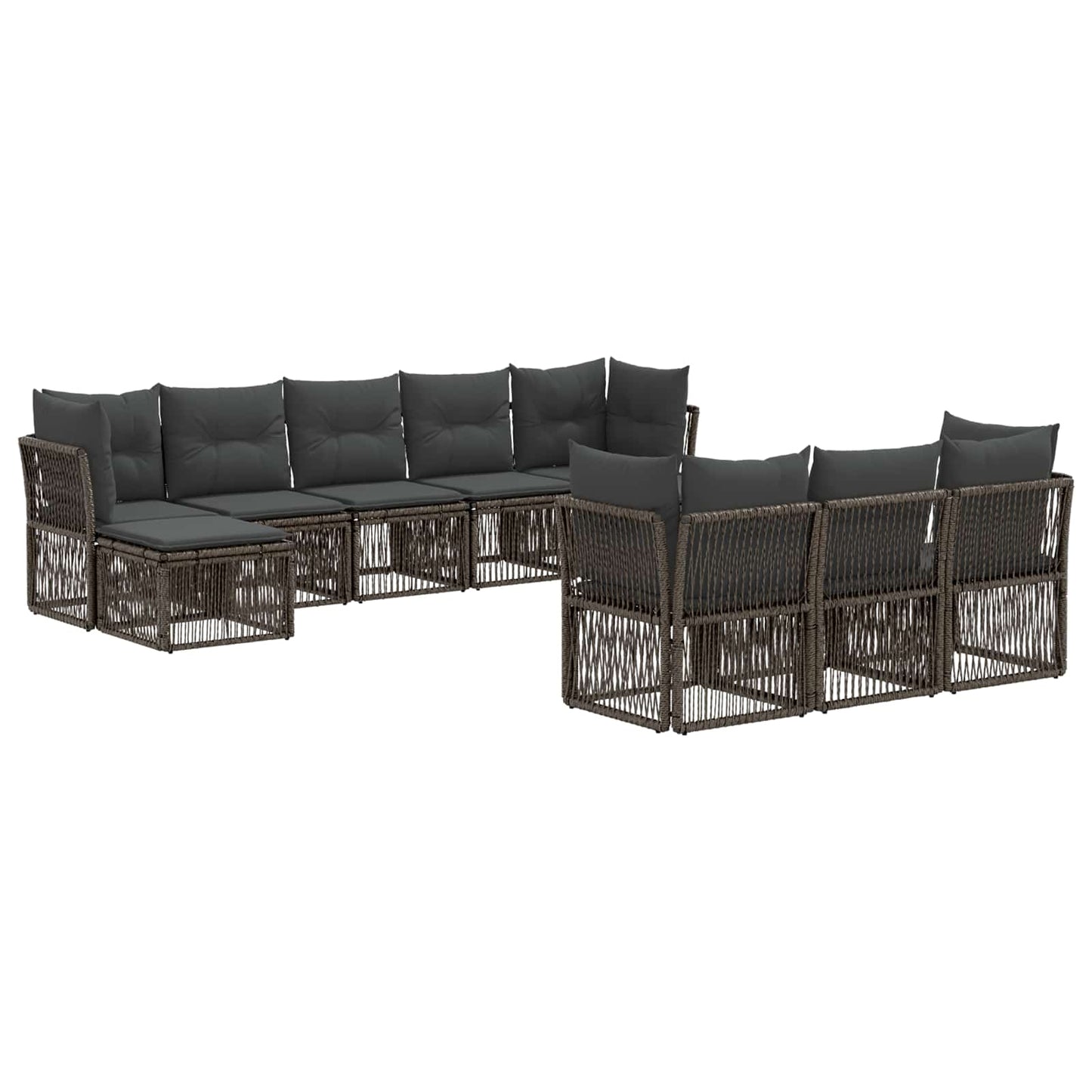 Gartensofa-set 10 stk. Grau Poly-Rattan