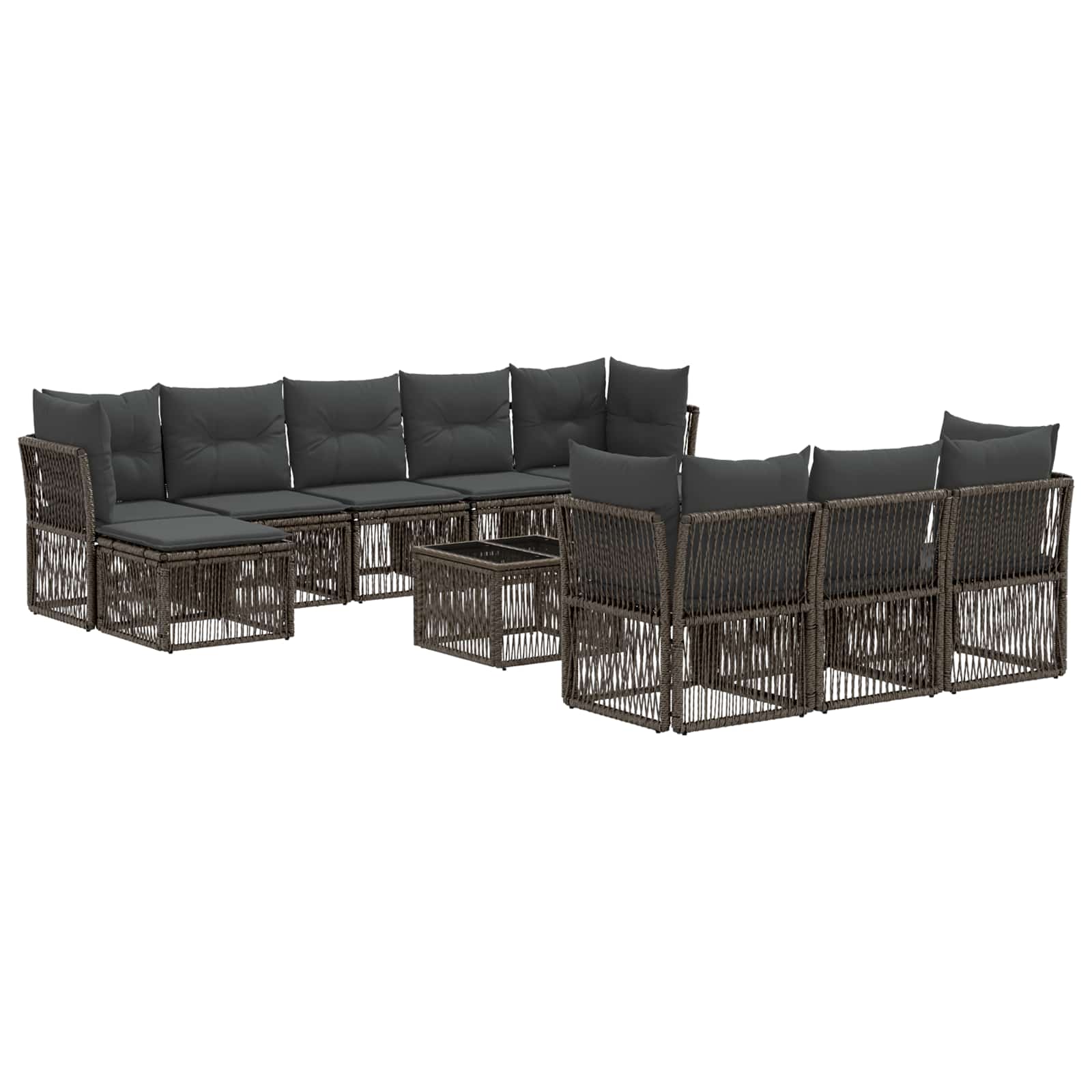 Gartensofa-set 11 stk. Grau Poly-Rattan