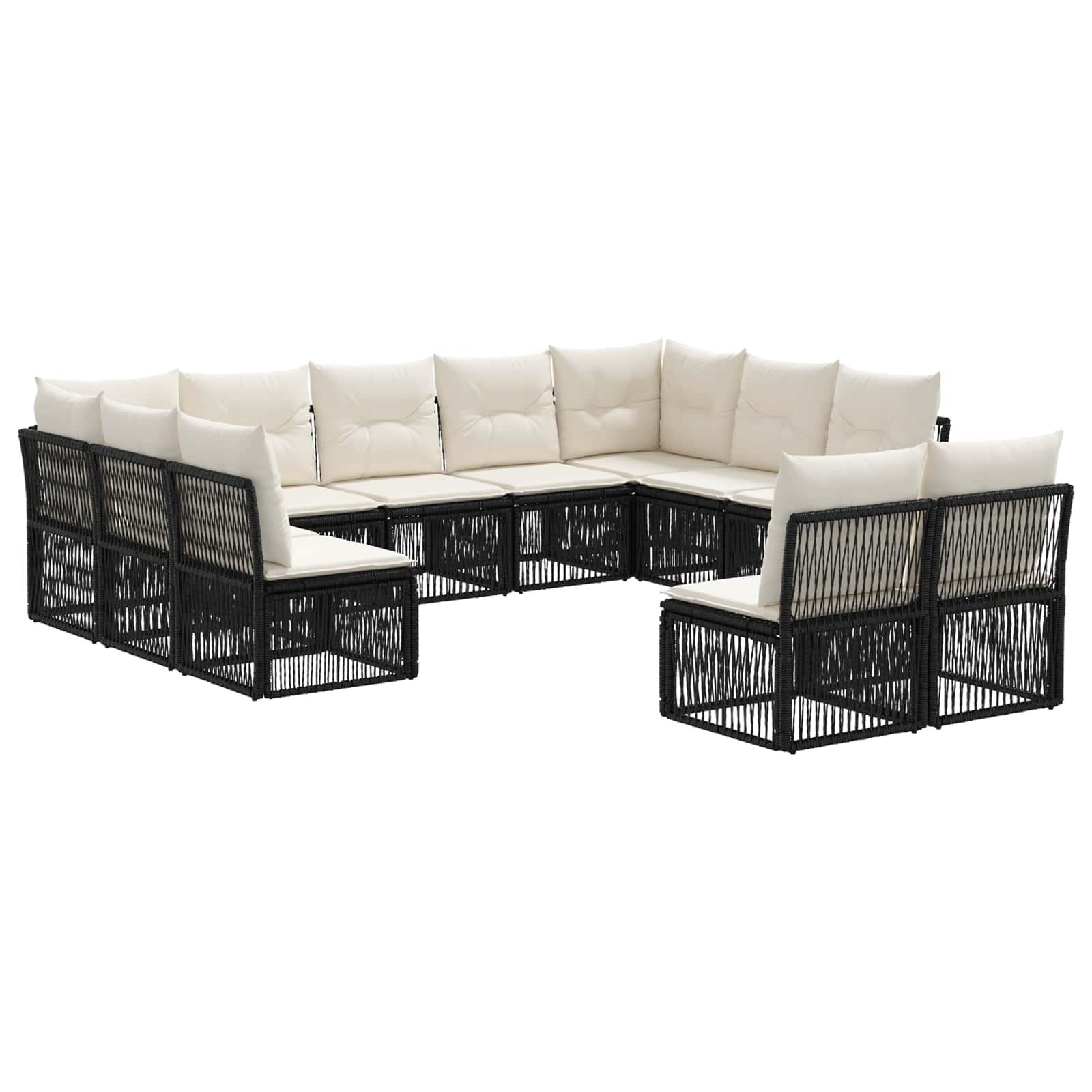 Gartensofa-set 11 pcs Schwarz Poly-Rattan