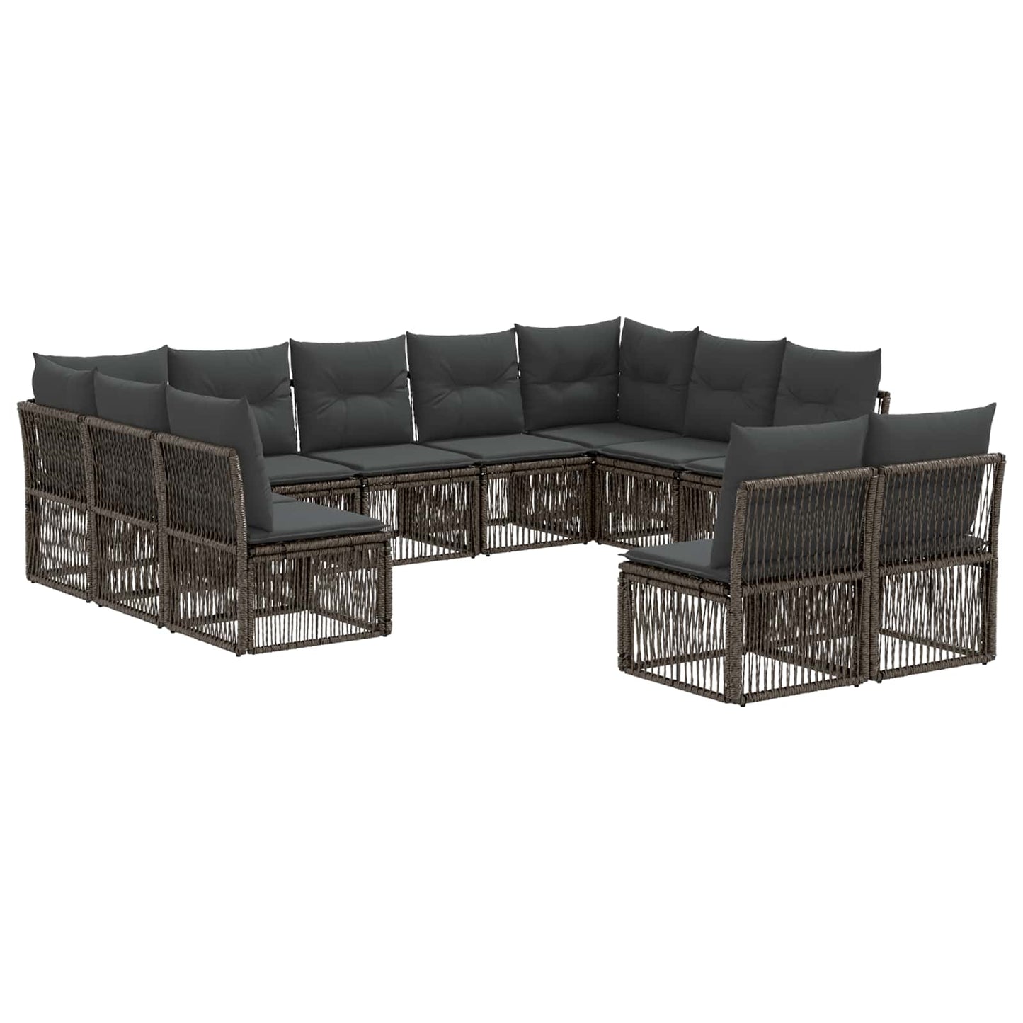 Gartensofa-set 11 stk. Grau Poly-Rattan