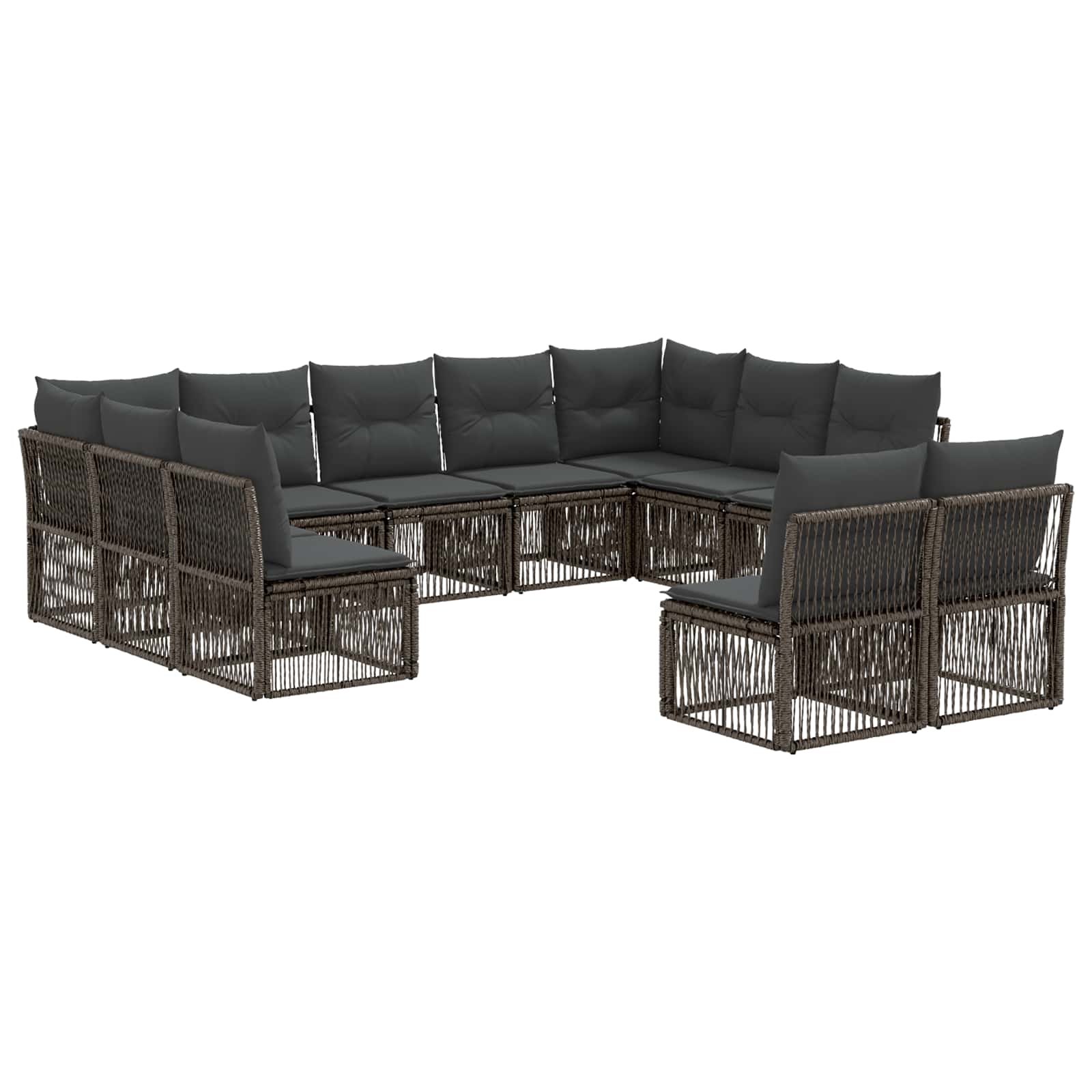 Gartensofa-set 11 stk. Grau Poly-Rattan