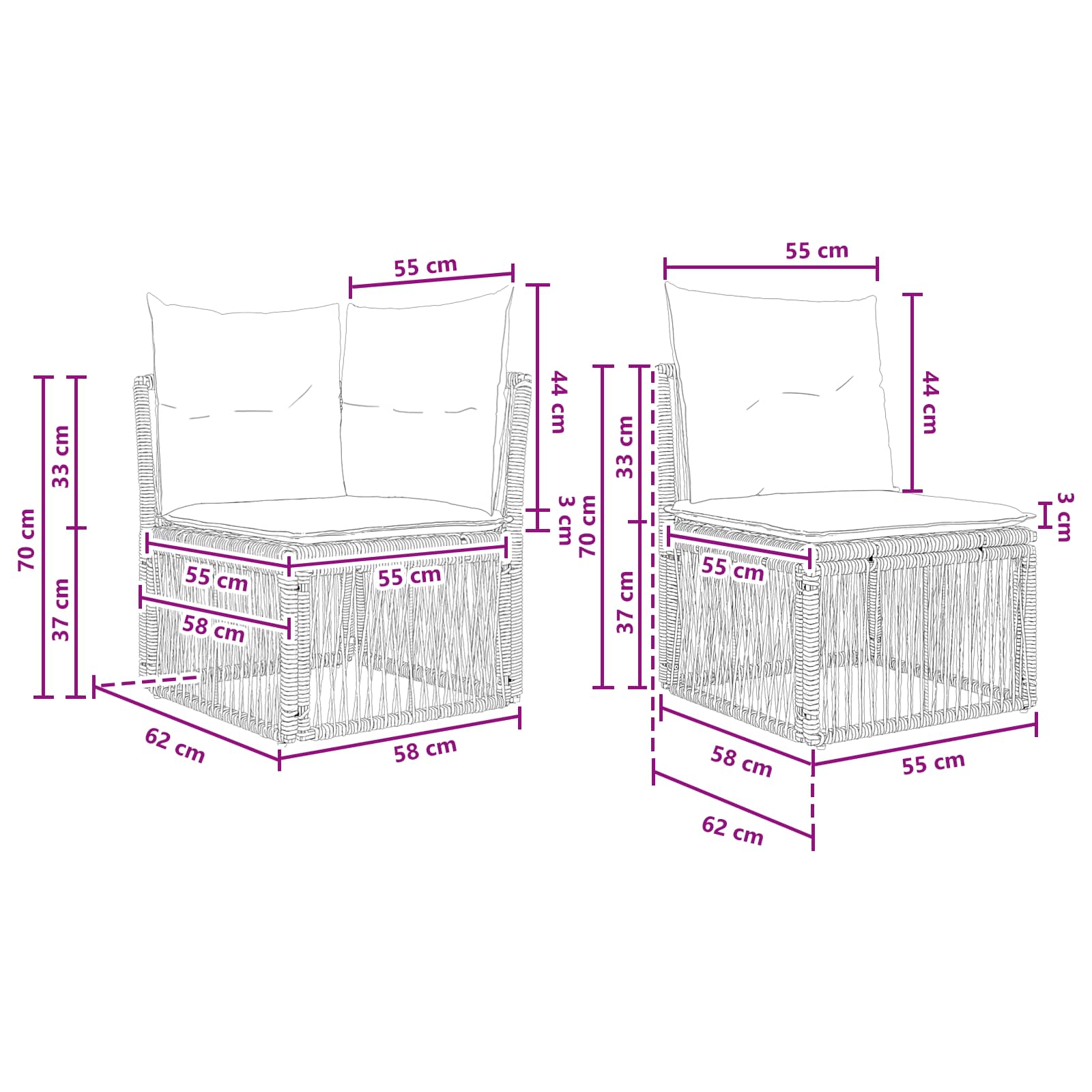 Gartensofa-set 11 stk. Grau Poly-Rattan