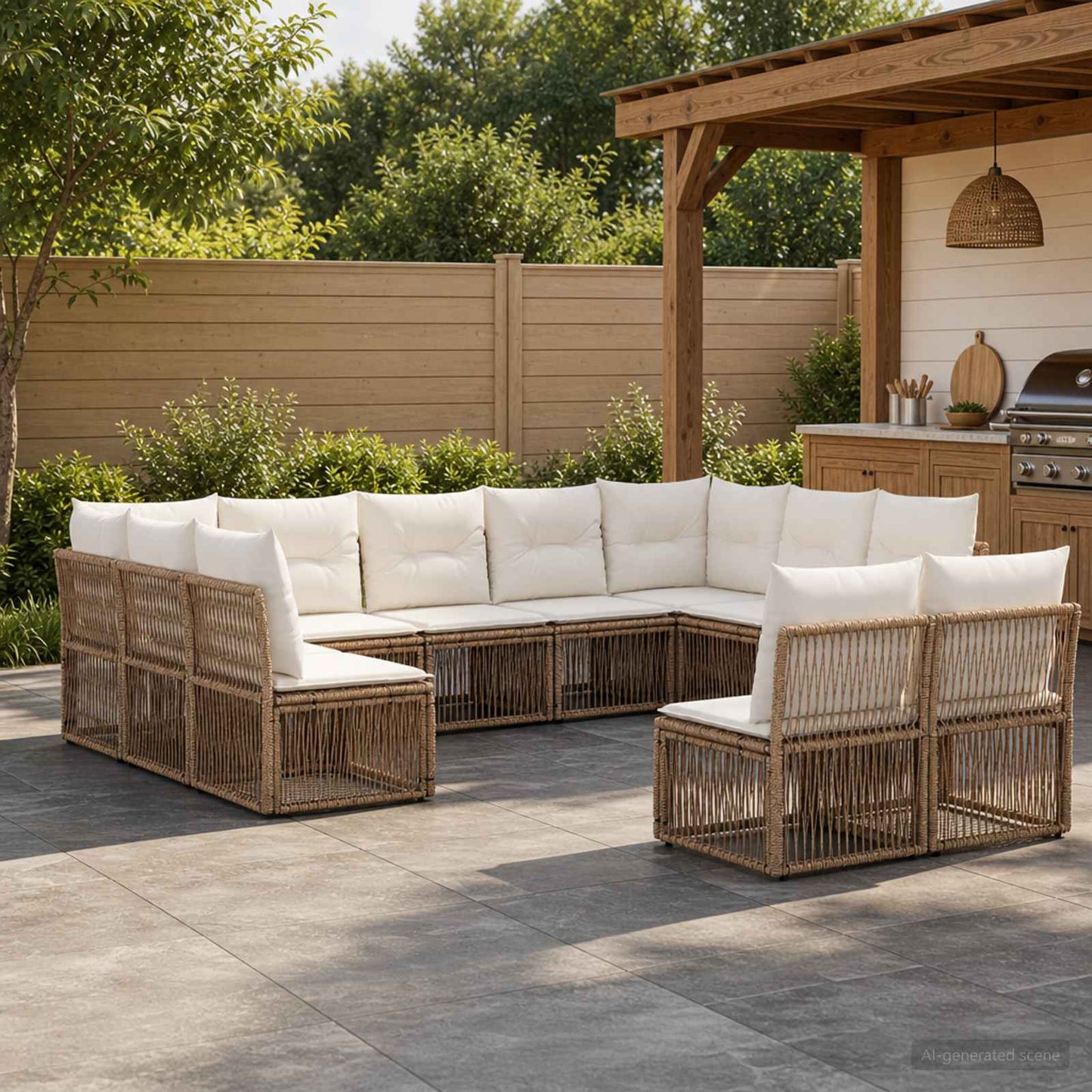 Gartensofa-set 11 pcs Beige Poly-Rattan