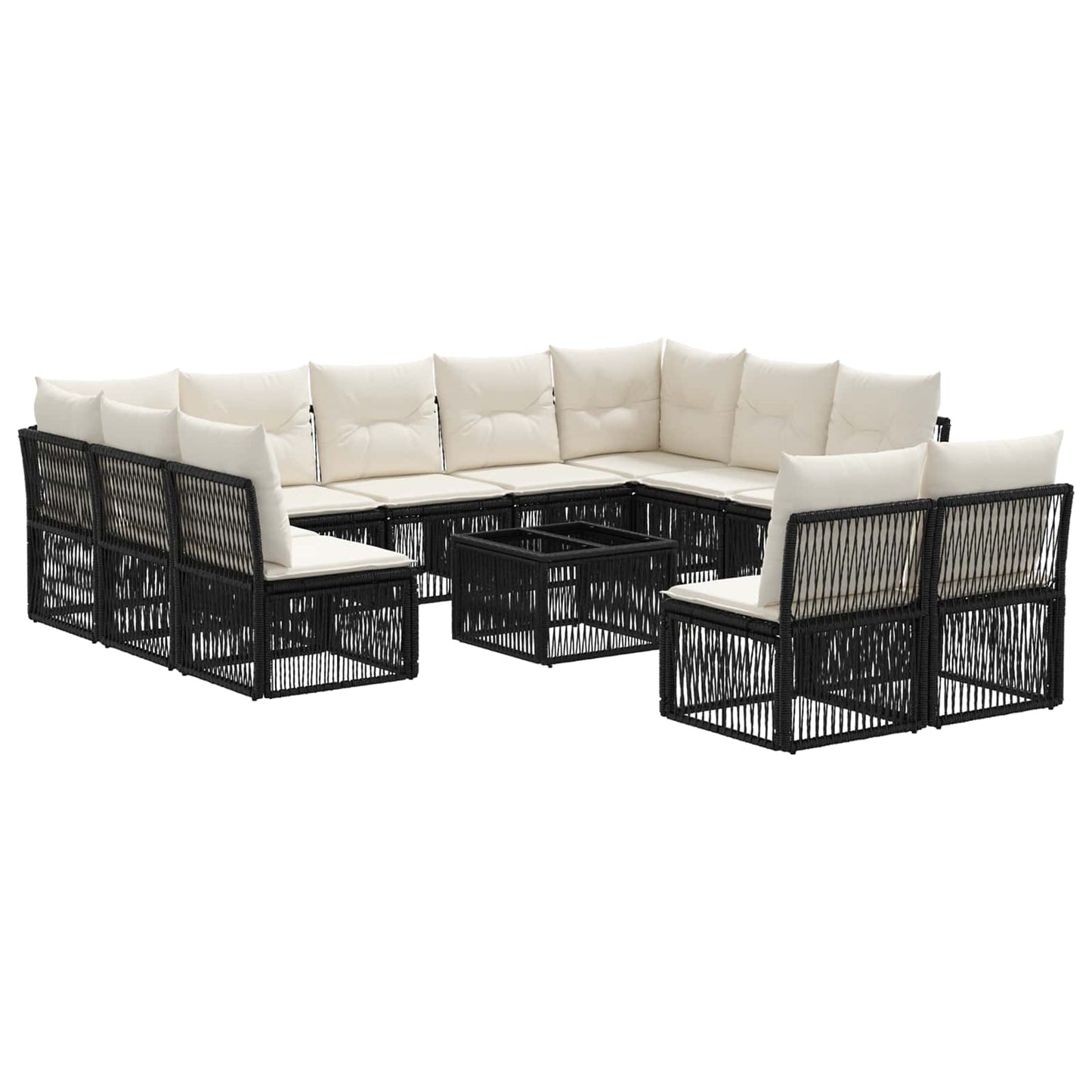 Gartensofa-set 12 pcs Schwarz Poly-Rattan